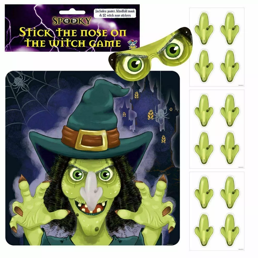Gioco Halloween attacca il naso alla strega