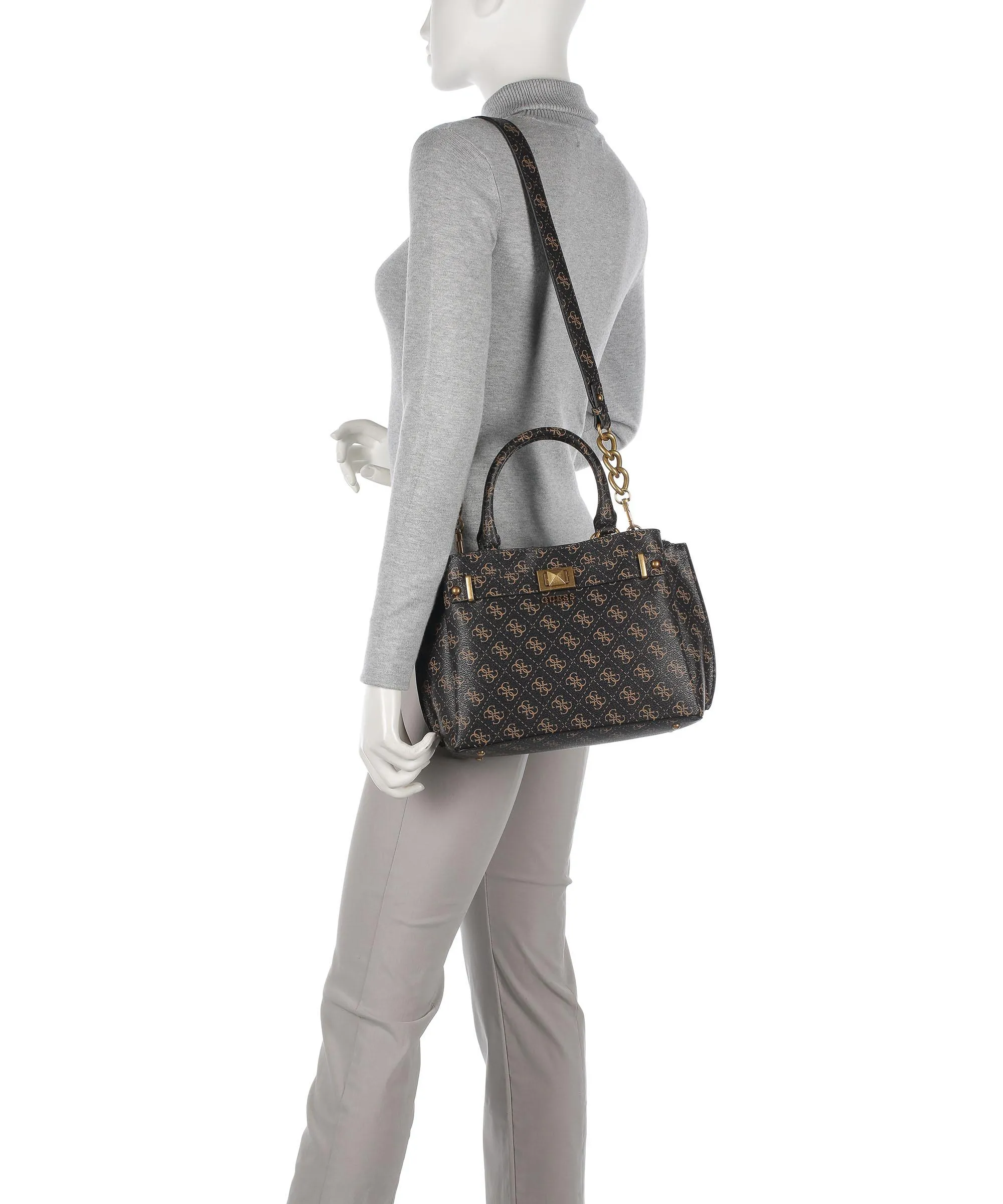  Guess Aieta Borsa a mano pelle sintetica marrone scuro  