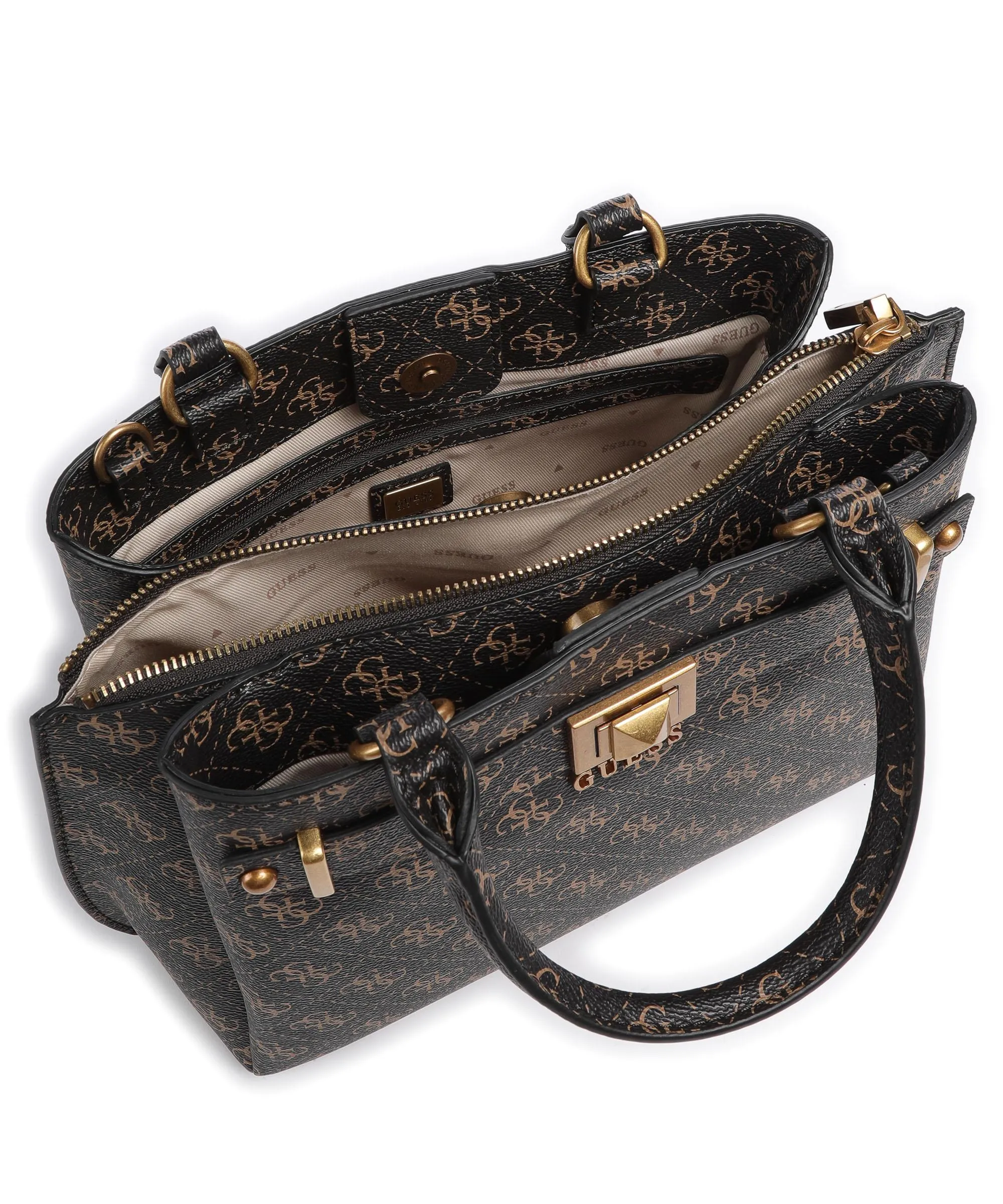  Guess Aieta Borsa a mano pelle sintetica marrone scuro  