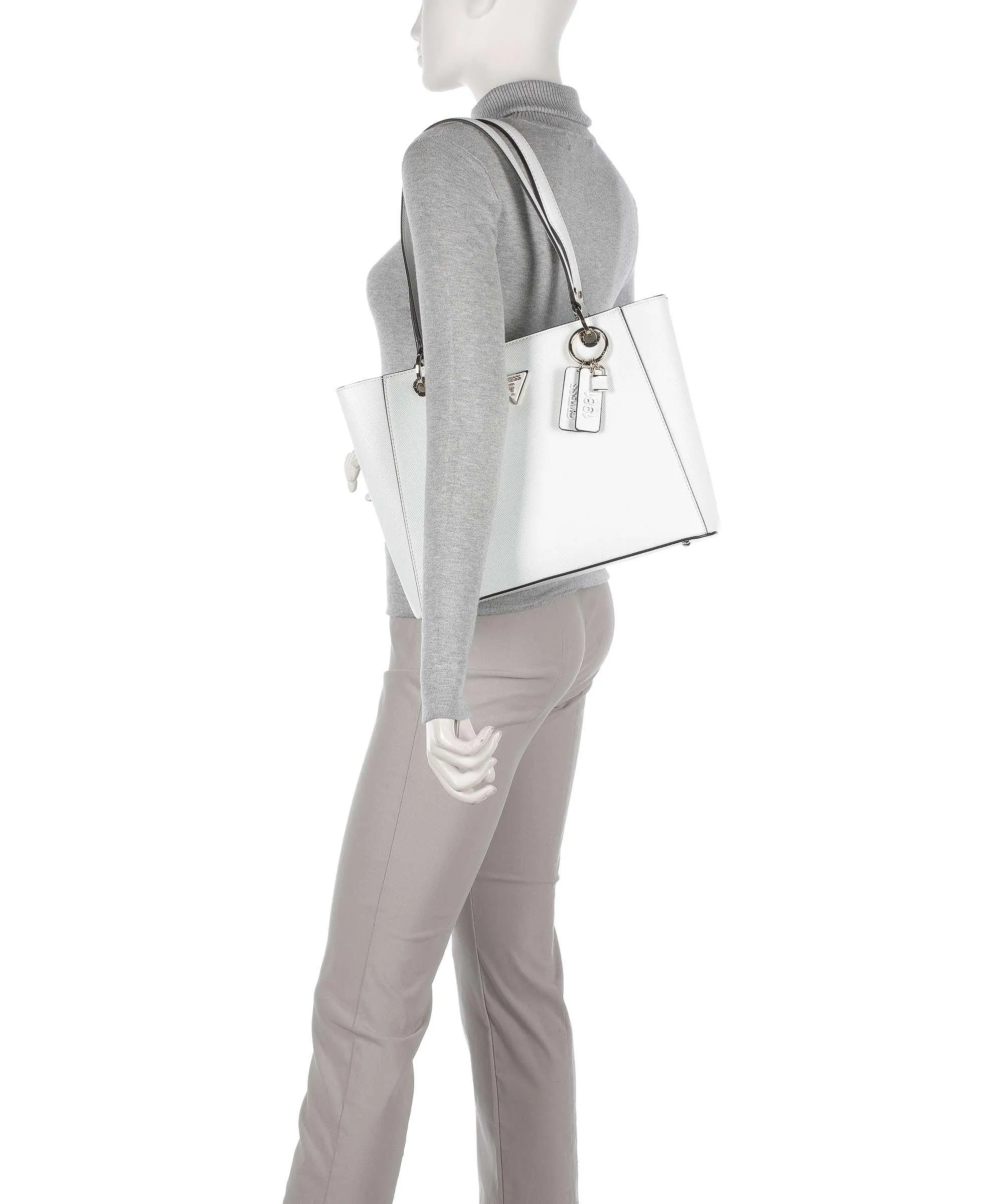  Guess Noelle Borsa shopper pelle sintetica bianco  