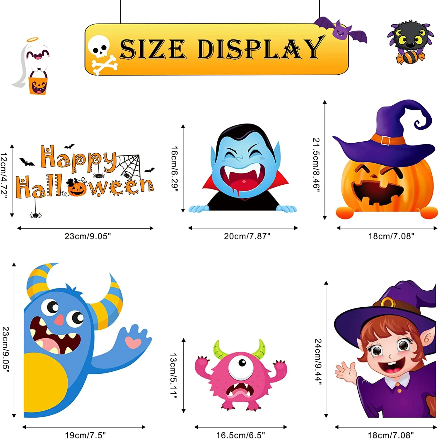 heekpek Addobbi Halloween Vetrofanie Decorazioni Removibili Adesivi per Vetrine di Halloween Riutilizzabili Stampa Fronte-Retro 