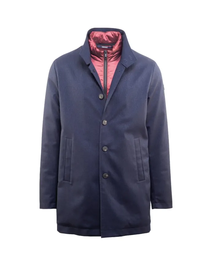 HOMEWARD Trench Uomo HWMC427 A-ES Giacca Laminata Stretch Pettorina Staccabile Blu 01 NAVY