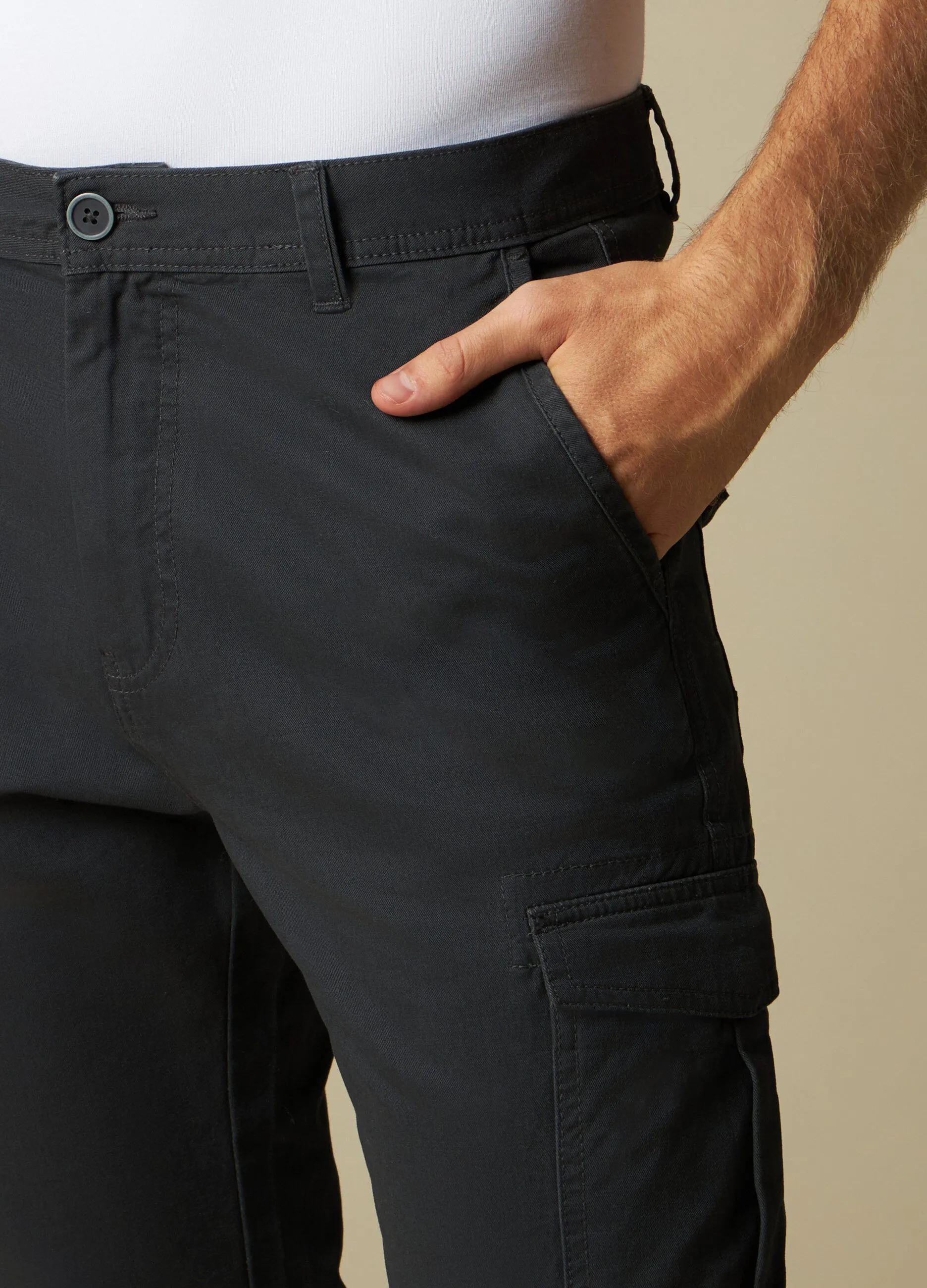 J. HART & BROS  Pantaloni cargo in puro cotone uomo