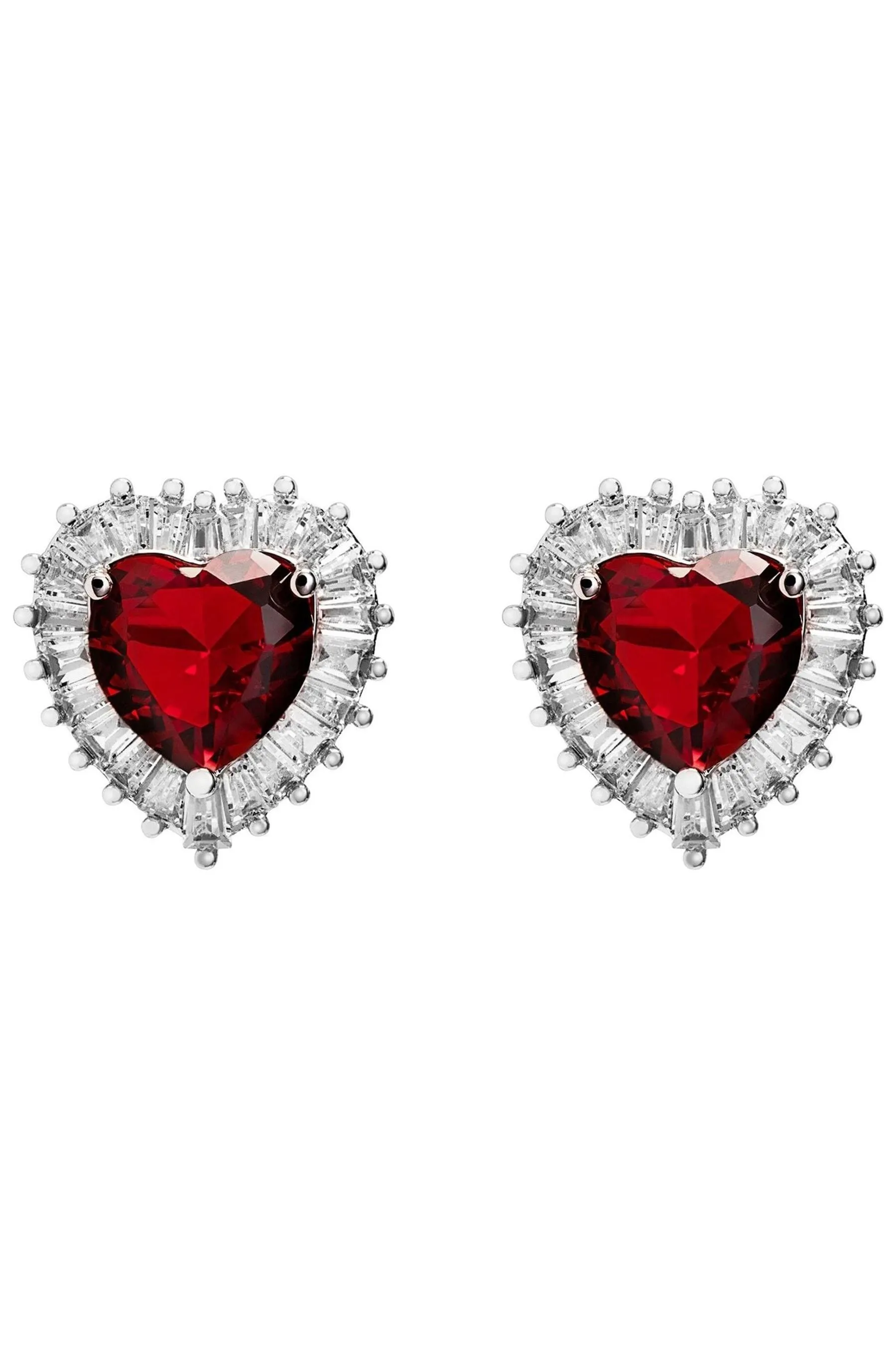 Jon Richard - Orecchini a bottone a forma di cuore con zirconia cubica