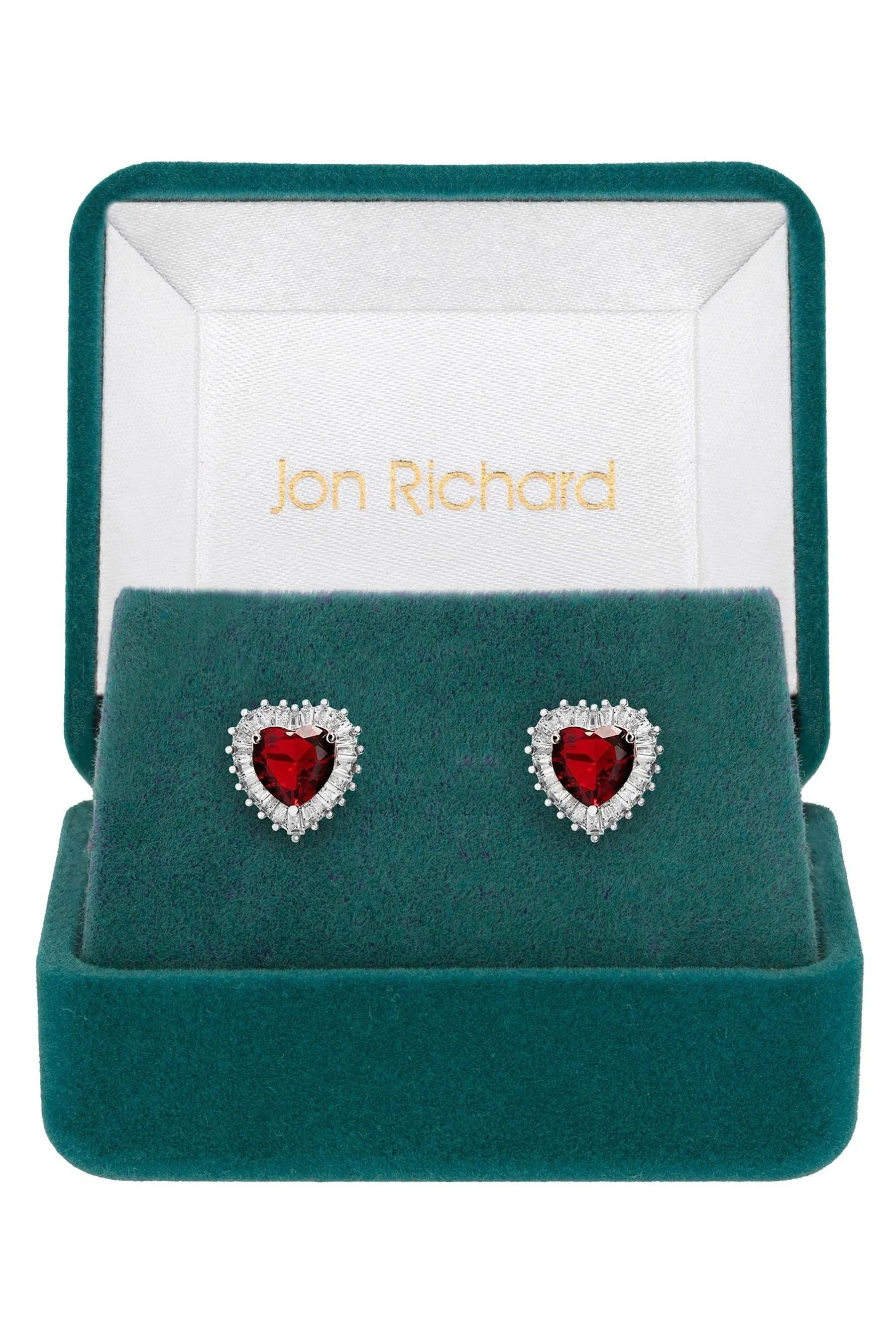 Jon Richard - Orecchini a bottone a forma di cuore con zirconia cubica