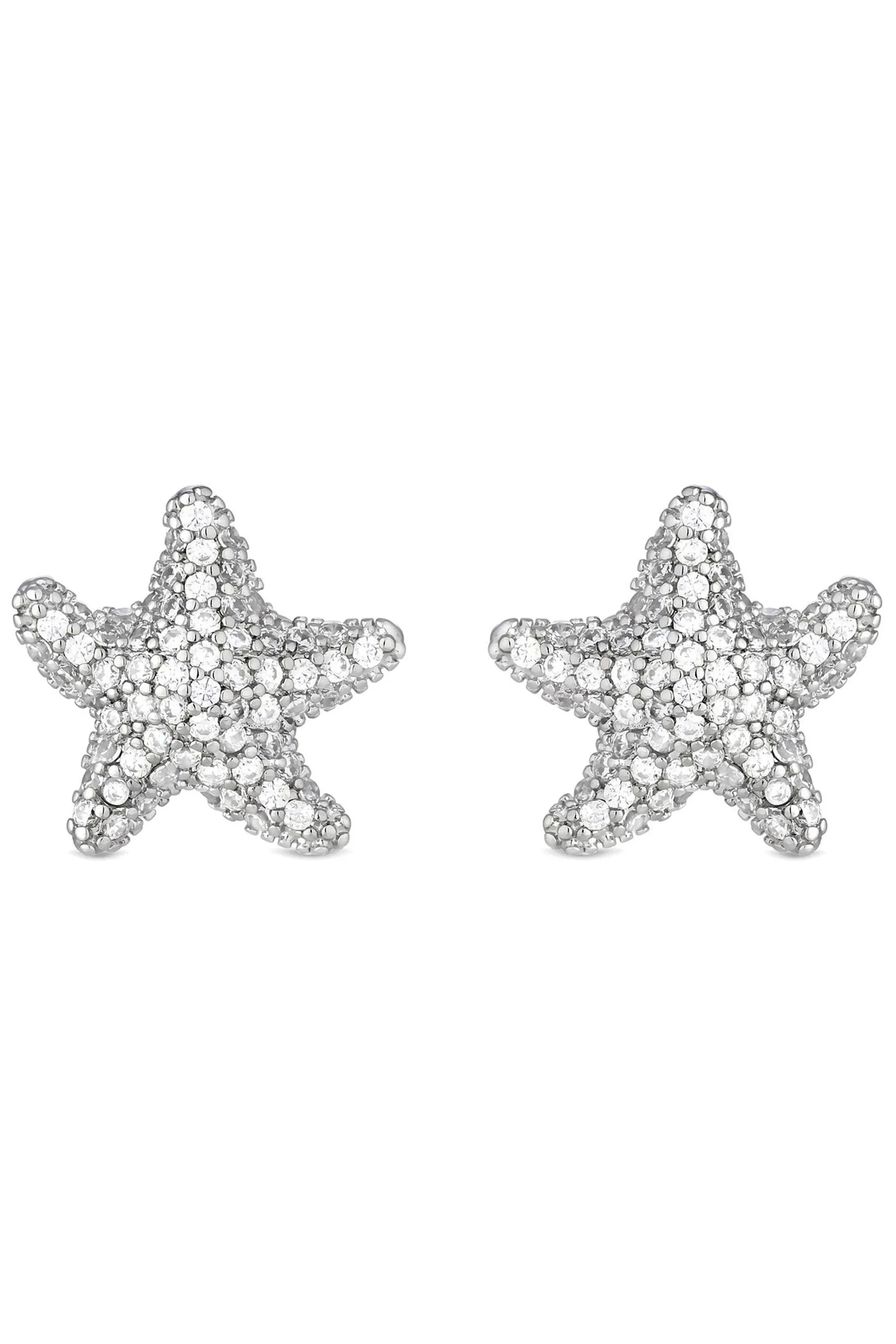 Jon Richard - Orecchini a bottone con stella marina e zirconia cubica