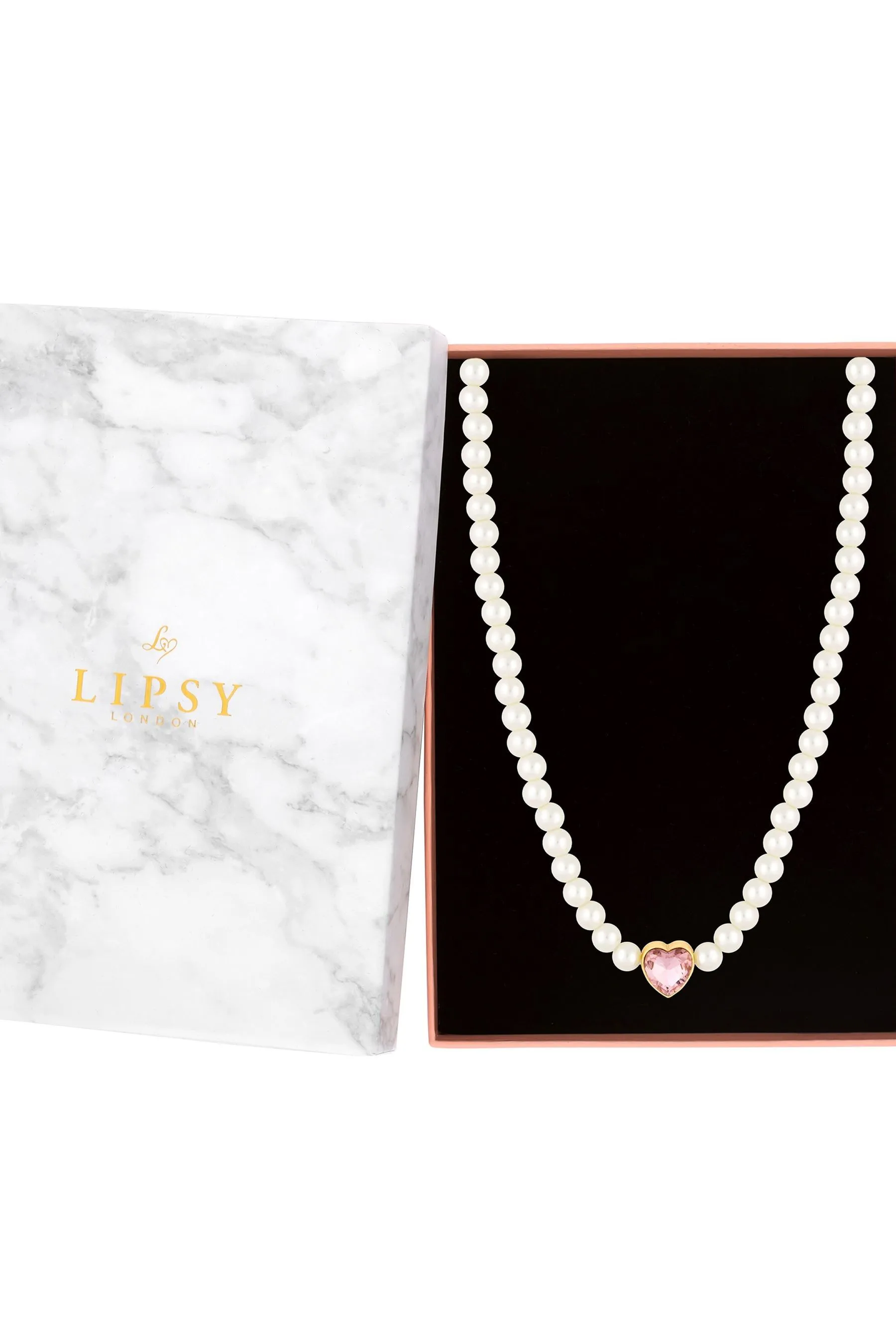Lipsy Jewellery - Collana in confezione regalo con collarino e cuore di perle