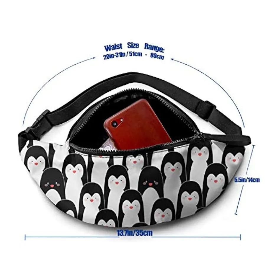 Marsupio per Uomo Donna,Marsupio Pinguini con Cintura Tasca a Tracolla Regolabile Borsa a Tracolla Borsa sul Petto per Viaggiare