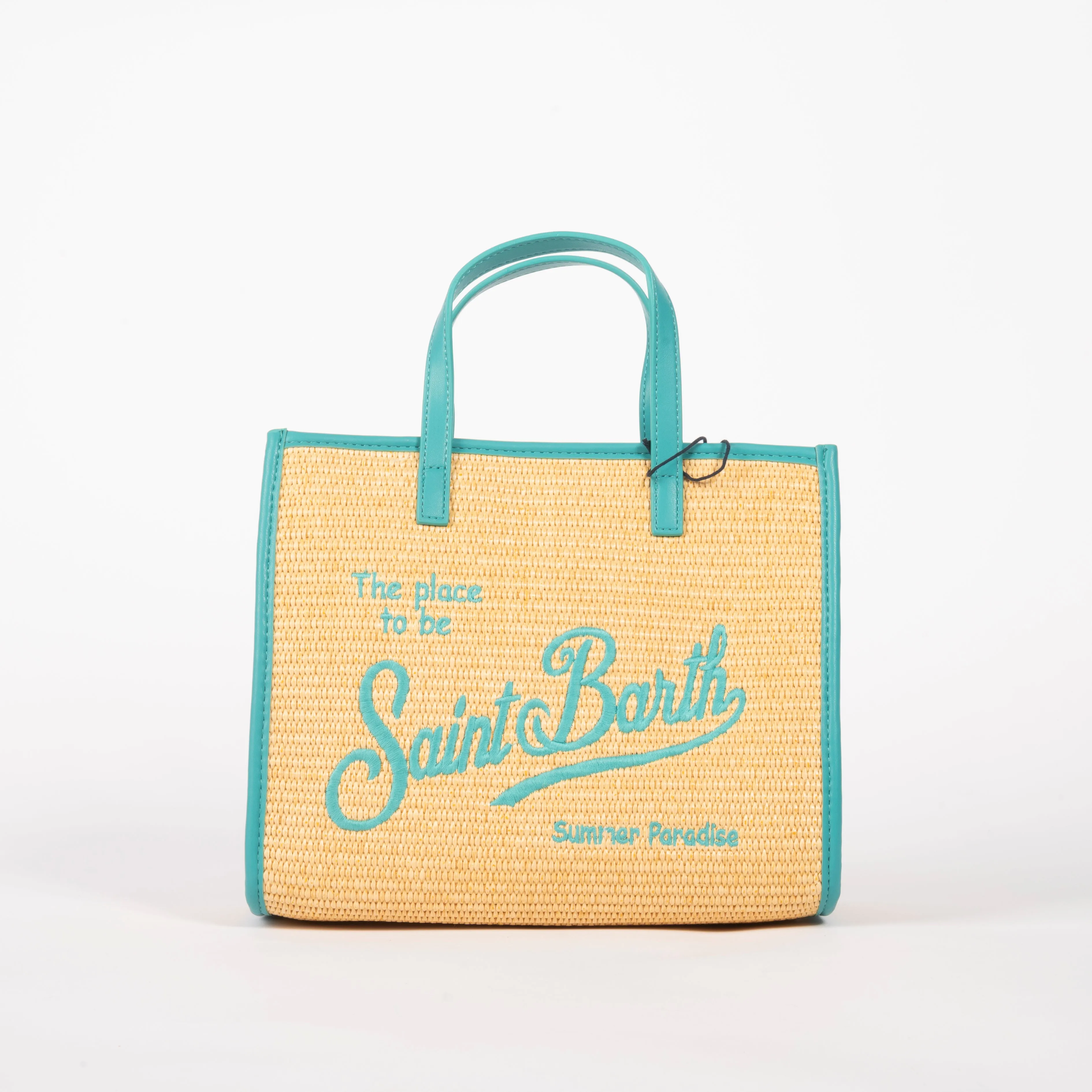 Mc2 Saint Barth borsa vivian mid raffia turchese