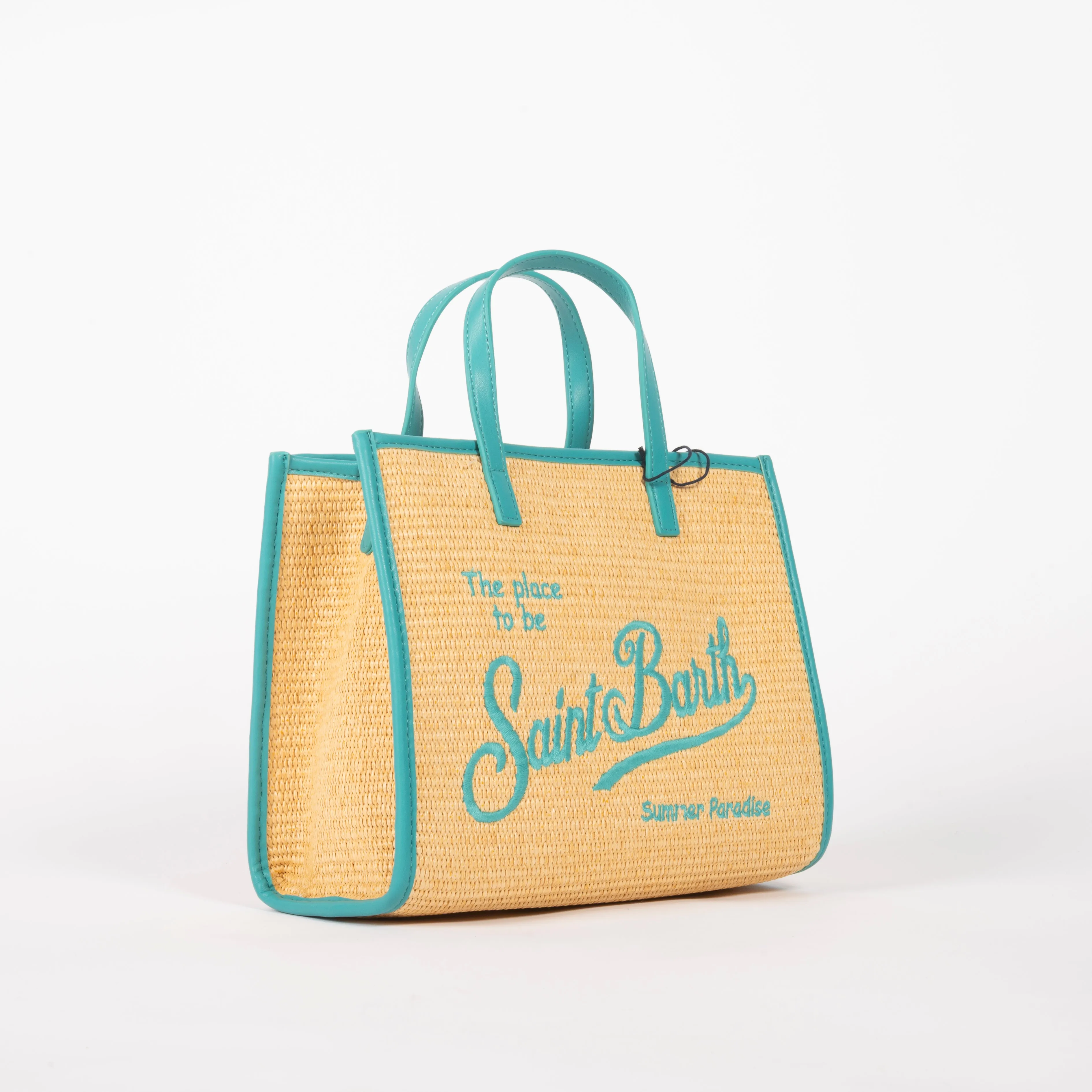 Mc2 Saint Barth borsa vivian mid raffia turchese