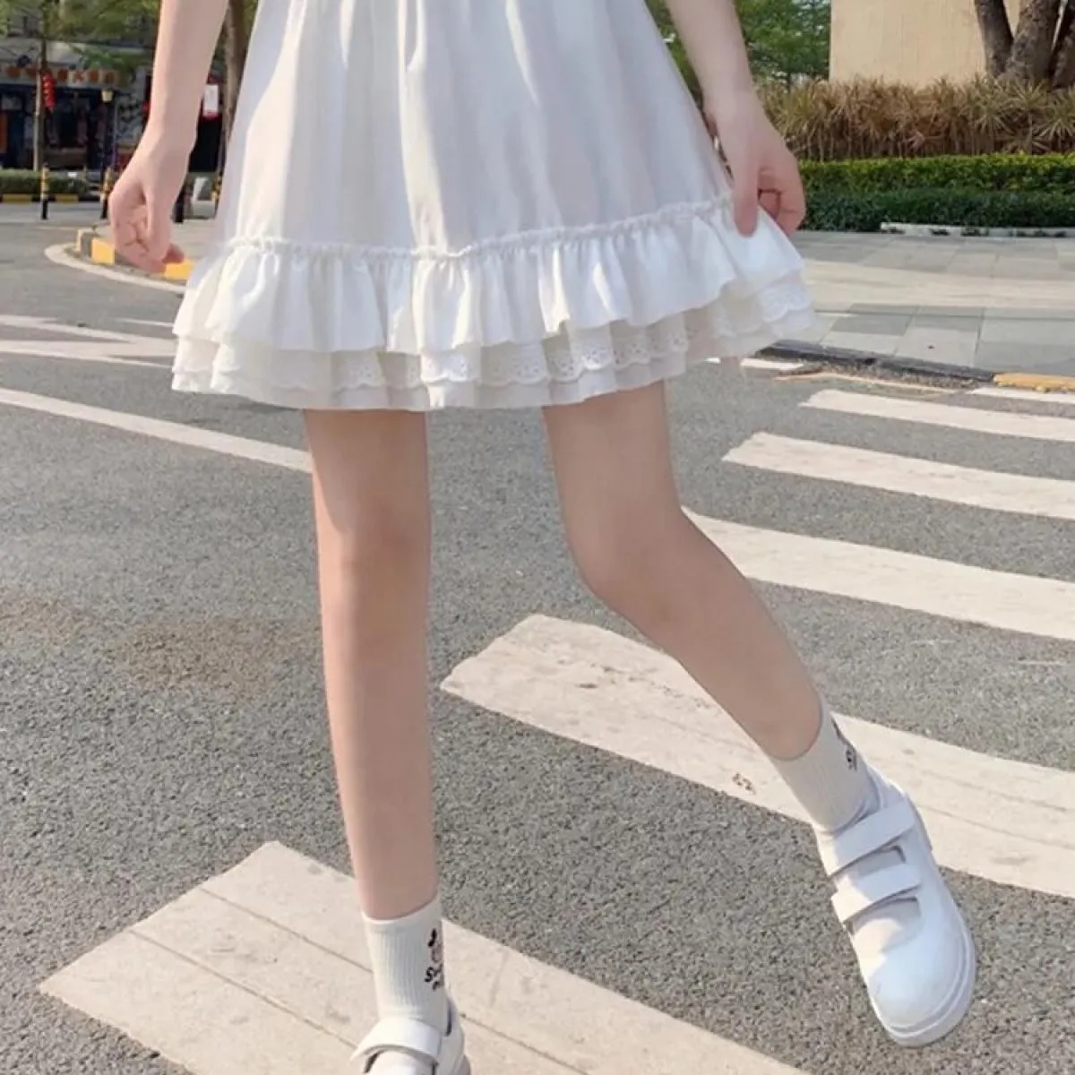 Mini gonne gotiche con volant in pizzo gotico Donna Harajuku Fata Gonna a pieghe nera Grunge Lolita Streetwear