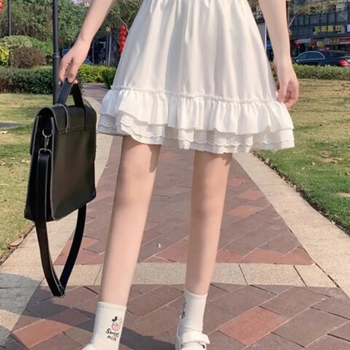 Mini gonne gotiche con volant in pizzo gotico Donna Harajuku Fata Gonna a pieghe nera Grunge Lolita Streetwear