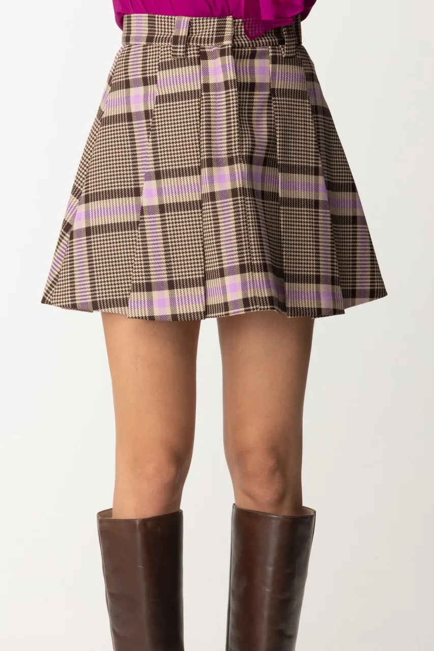 Minigonna con pieghe in check COOL LILAC