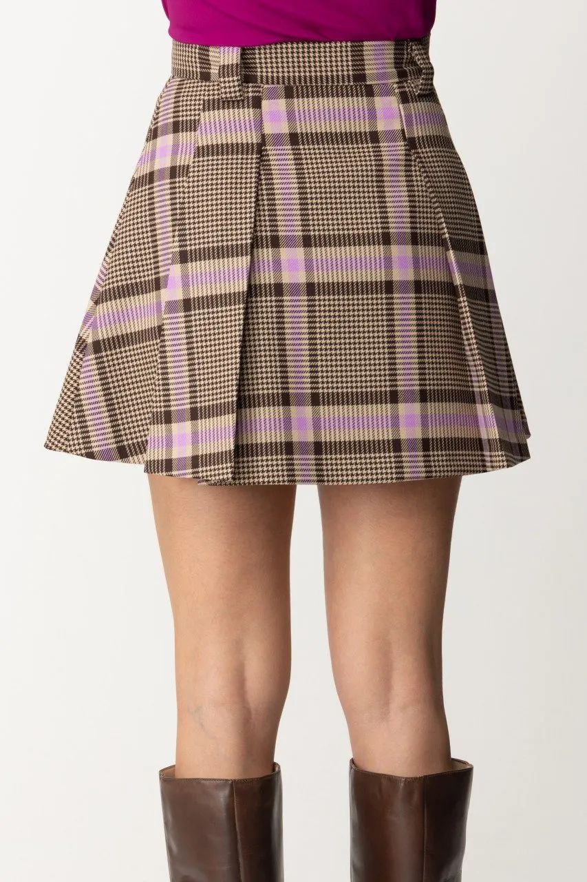 Minigonna con pieghe in check COOL LILAC
