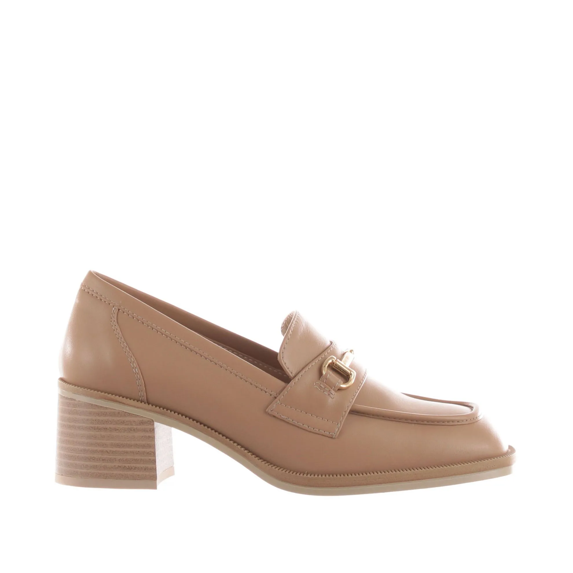 Mocassino con tacco in pelle