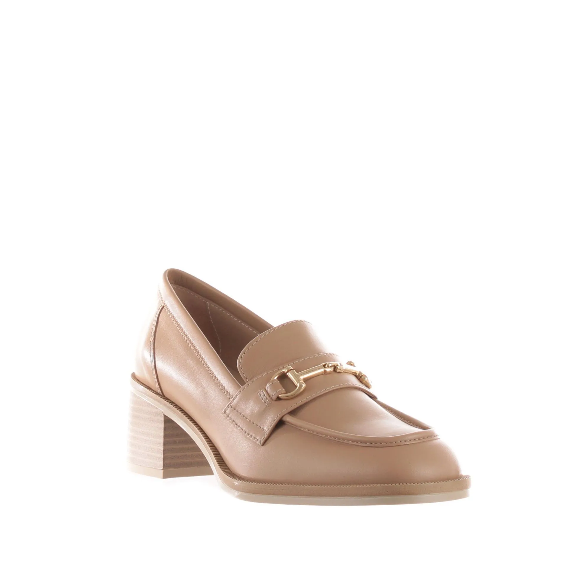 Mocassino con tacco in pelle