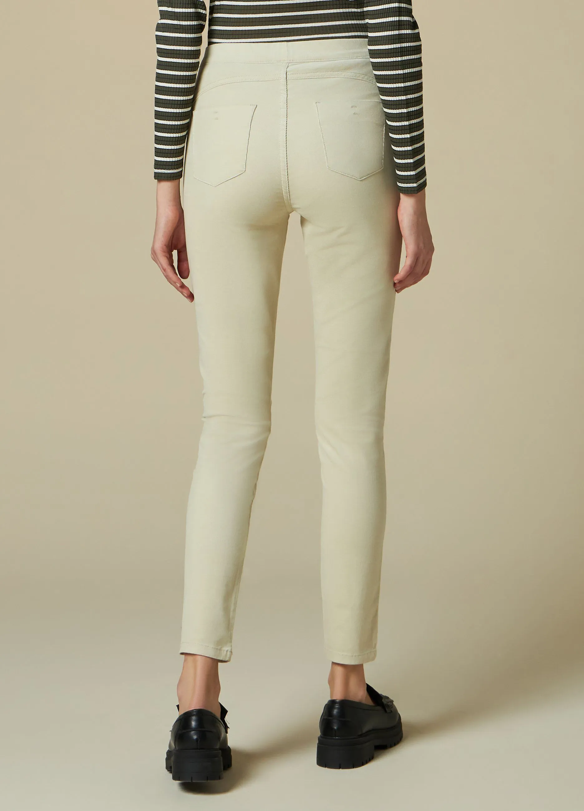 NICE & CHIC  Pantaloni in costina di cotone stretch donna