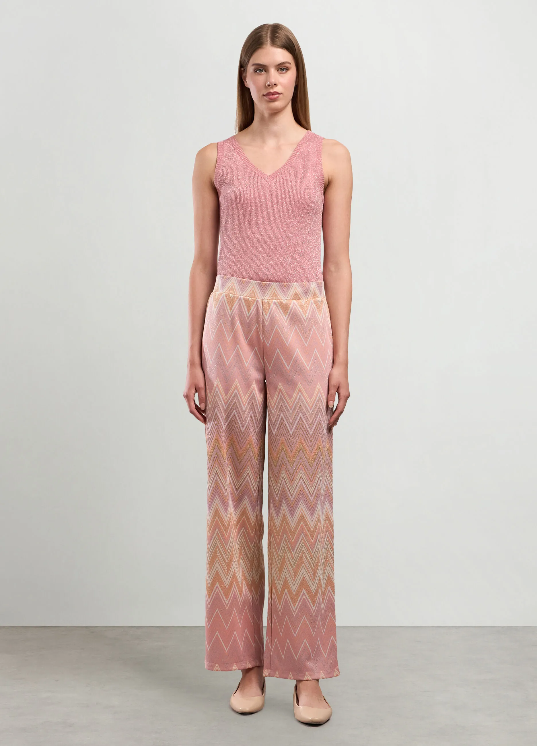 NICE & CHIC  Pantaloni palazzo misto viscosa e lurex donna