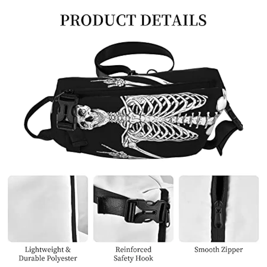 OGNOT Zaino a tracolla con teschio stampato a tracolla per uomo, borsa multiuso per viaggi a piedi, Nero , Taglia unica 22915242