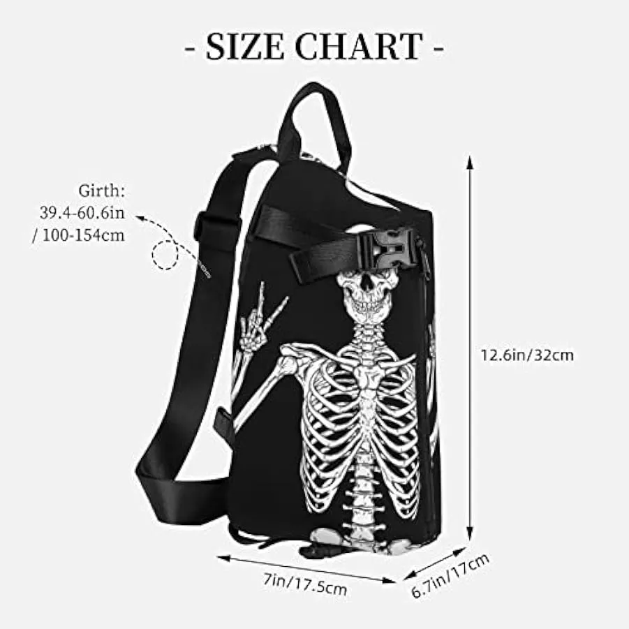 OGNOT Zaino a tracolla con teschio stampato a tracolla per uomo, borsa multiuso per viaggi a piedi, Nero , Taglia unica 22915242