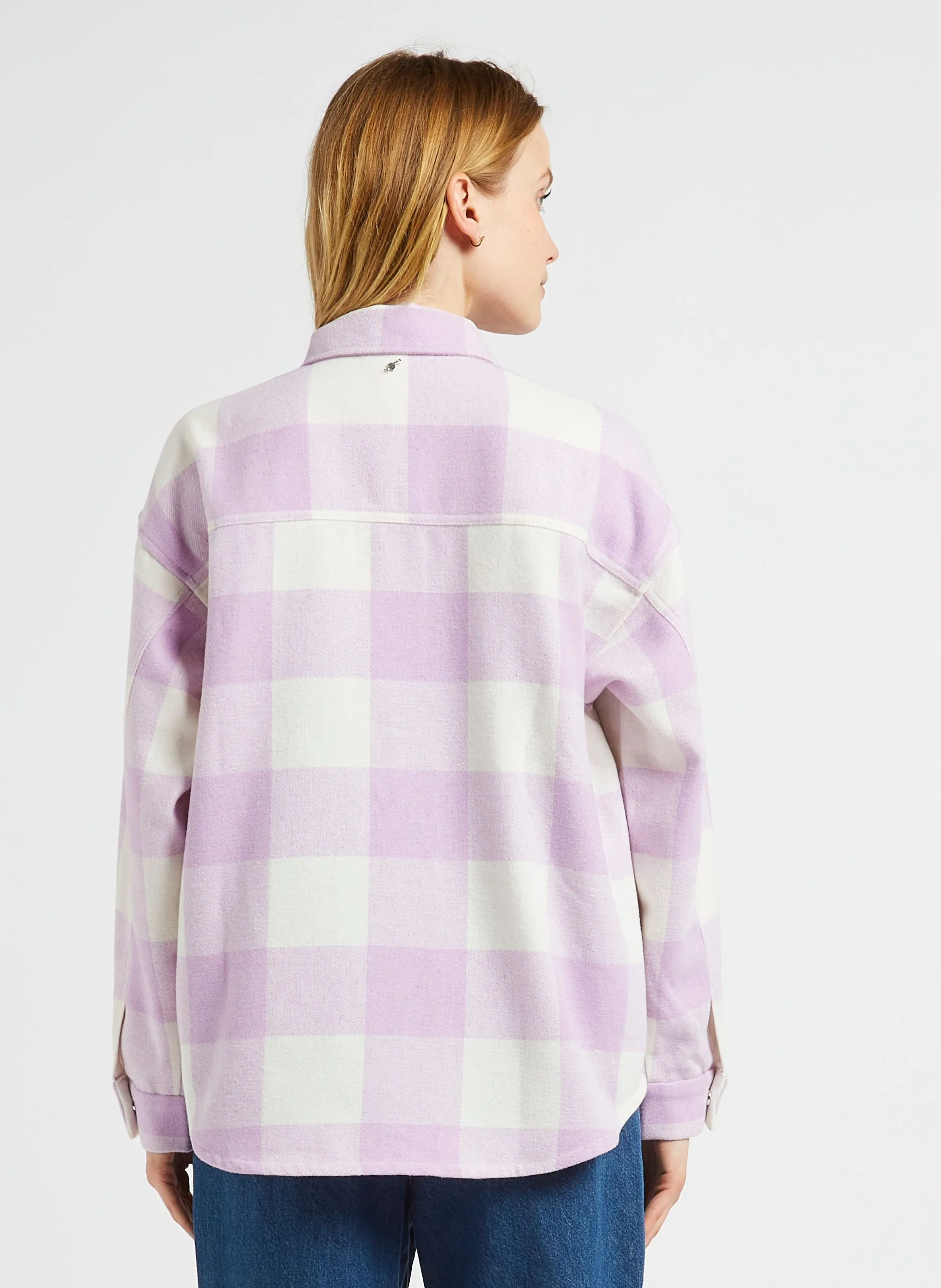  ONE STEP   CESAR - Camicia oversize a quadri con colletto classico | Viola