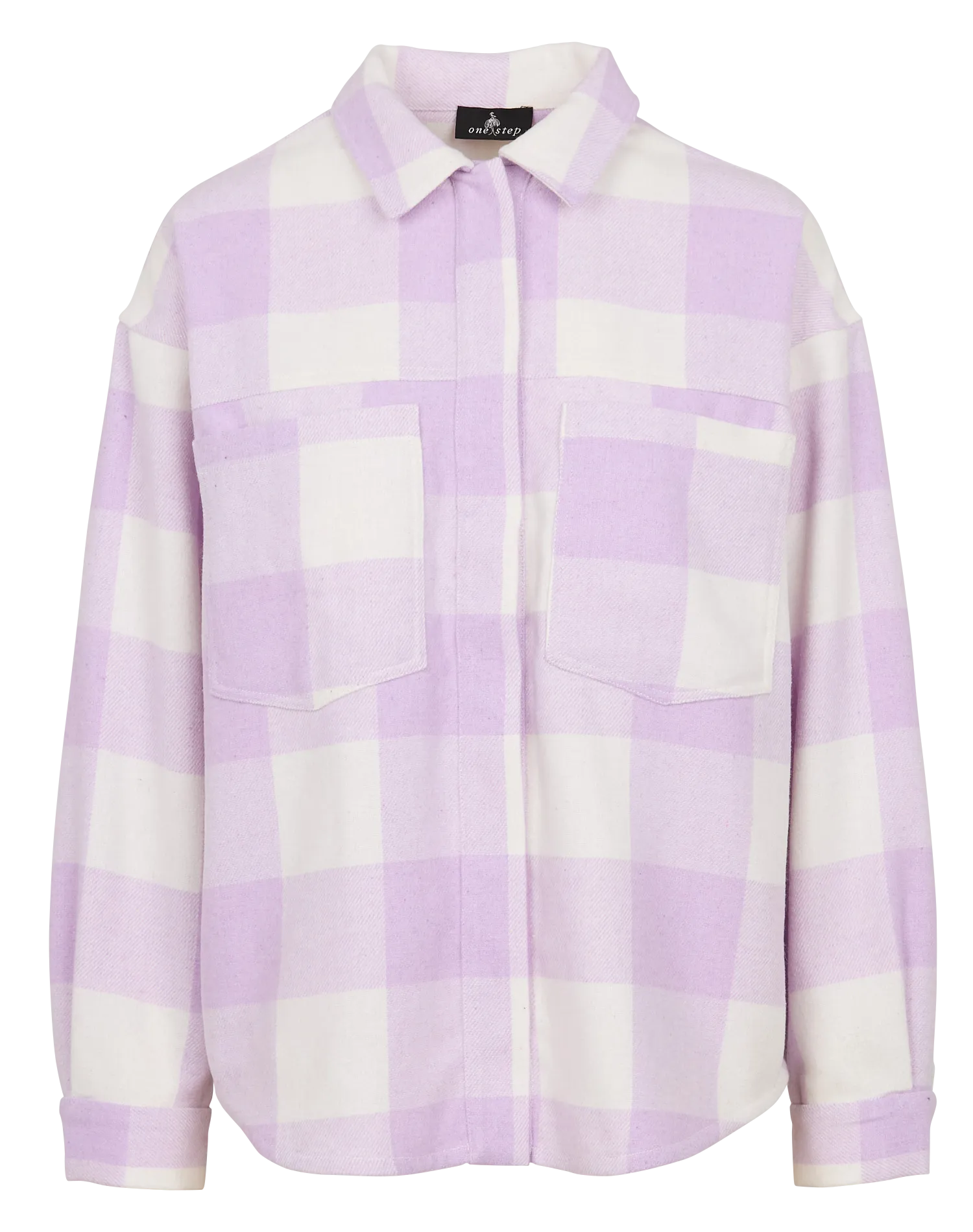  ONE STEP   CESAR - Camicia oversize a quadri con colletto classico | Viola