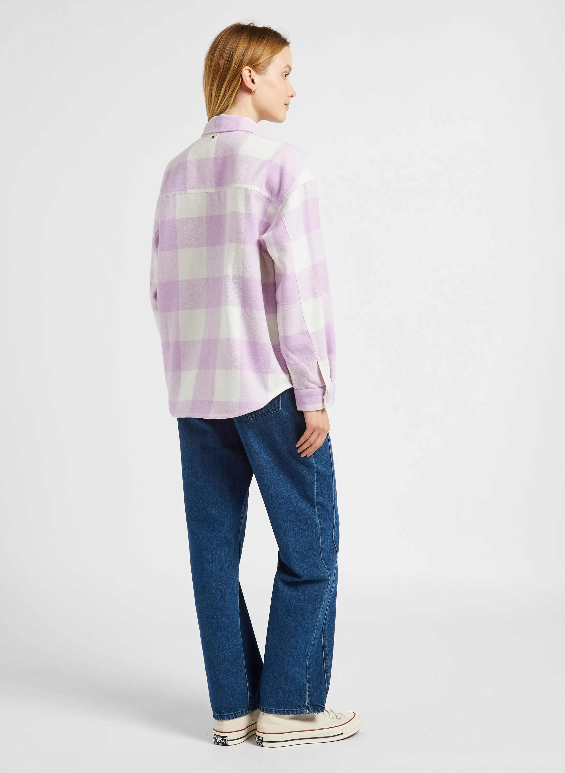  ONE STEP   CESAR - Camicia oversize a quadri con colletto classico | Viola