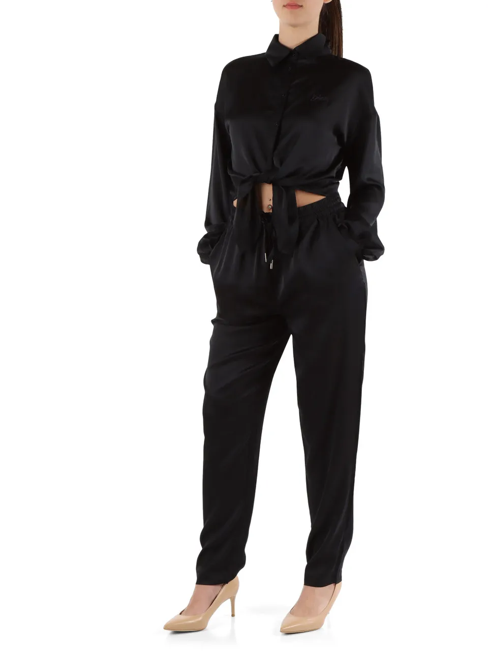 Pantalone jogger in satin