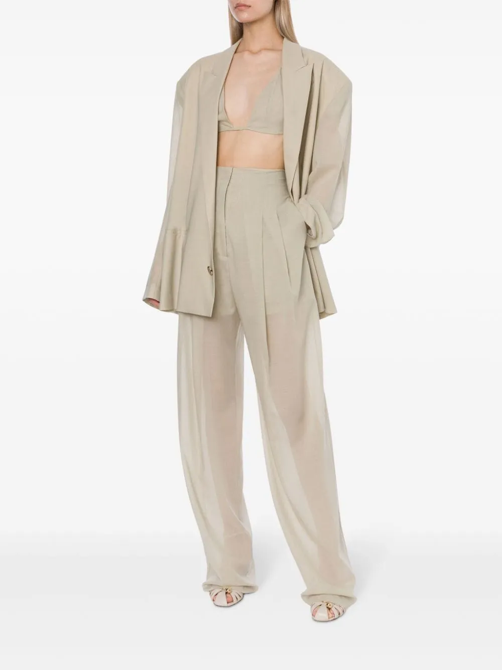 Pantaloni con pieghe in verde - donna