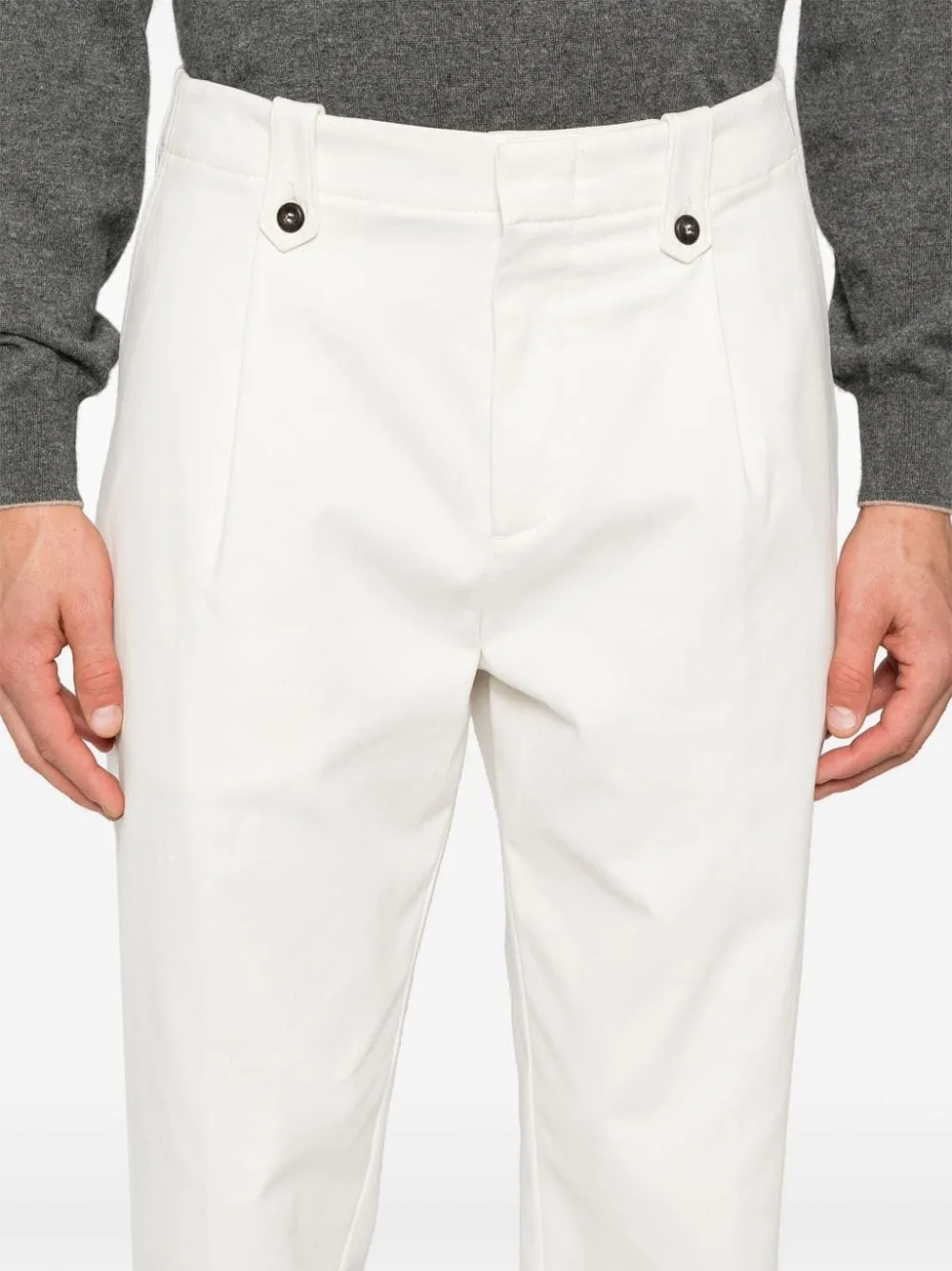 Pantaloni dritti con pieghe in bianco di Eleventy - uomo