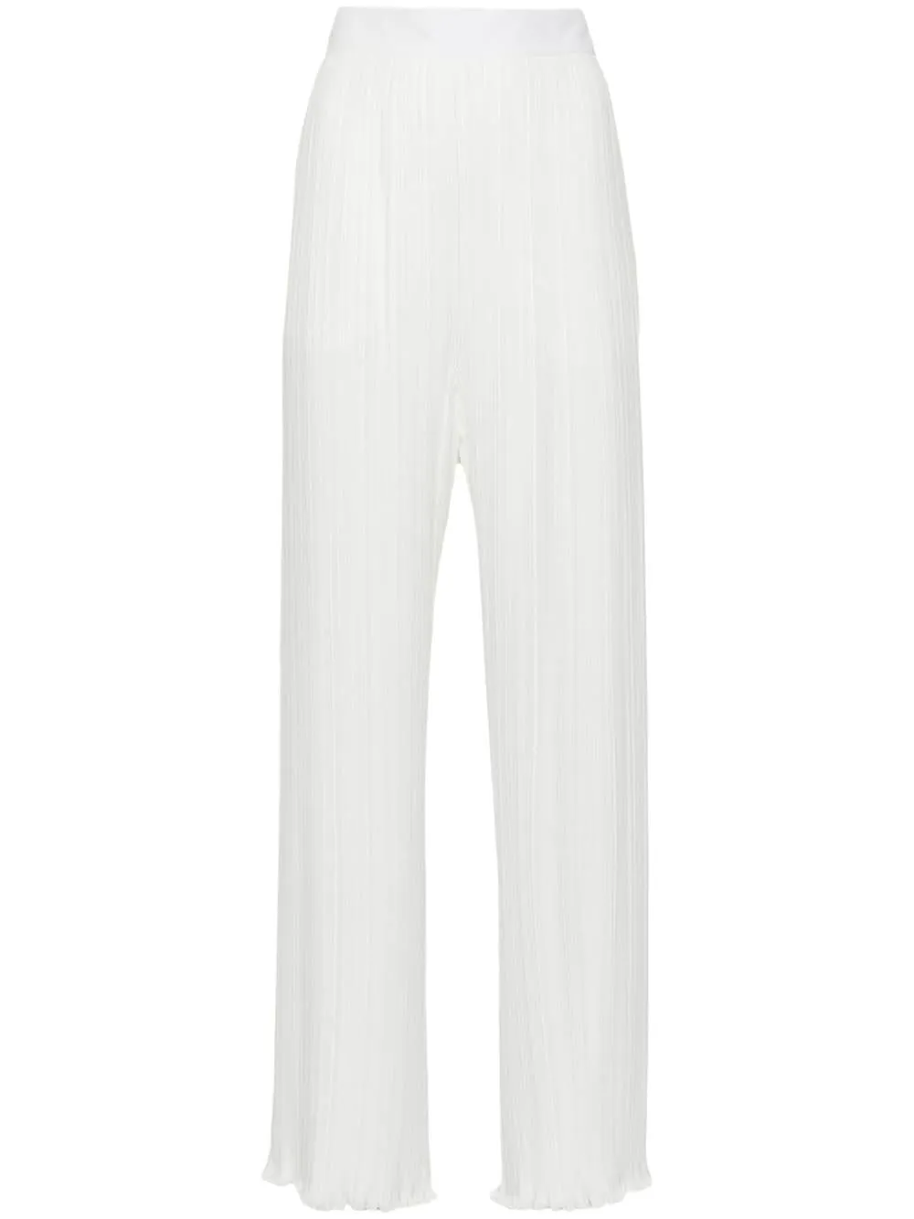 Pantaloni dritti con pieghe in bianco - donna