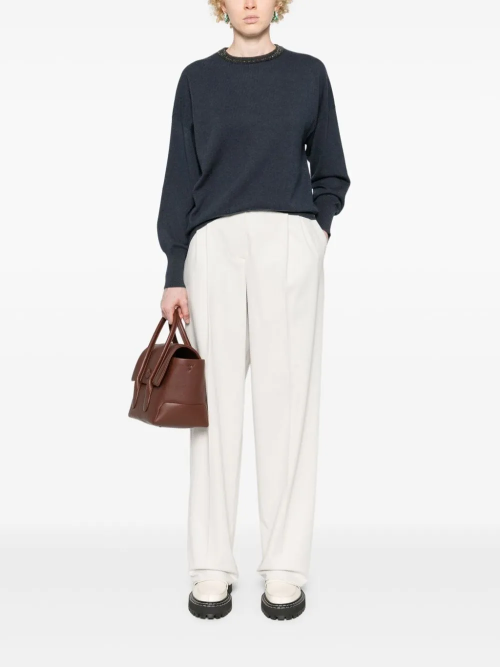 Pantaloni dritti con pieghe