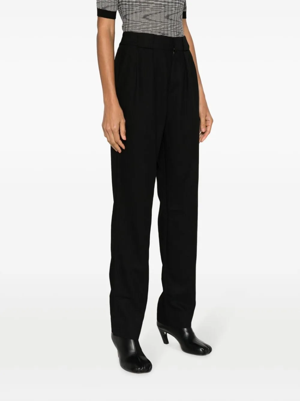 Pantaloni sartoriali con pieghe in nero - donna