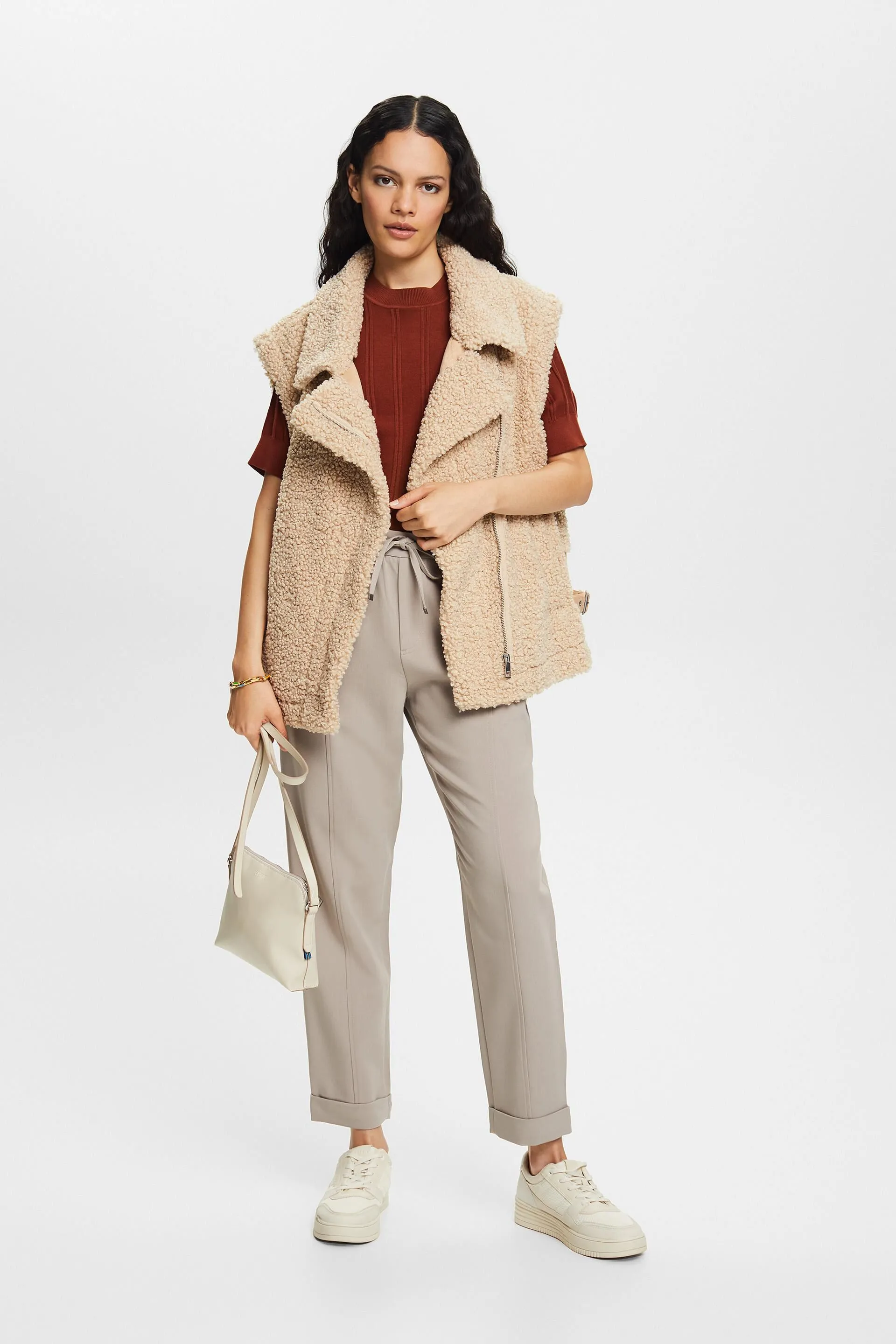 Pantaloni stile jogger a vita media