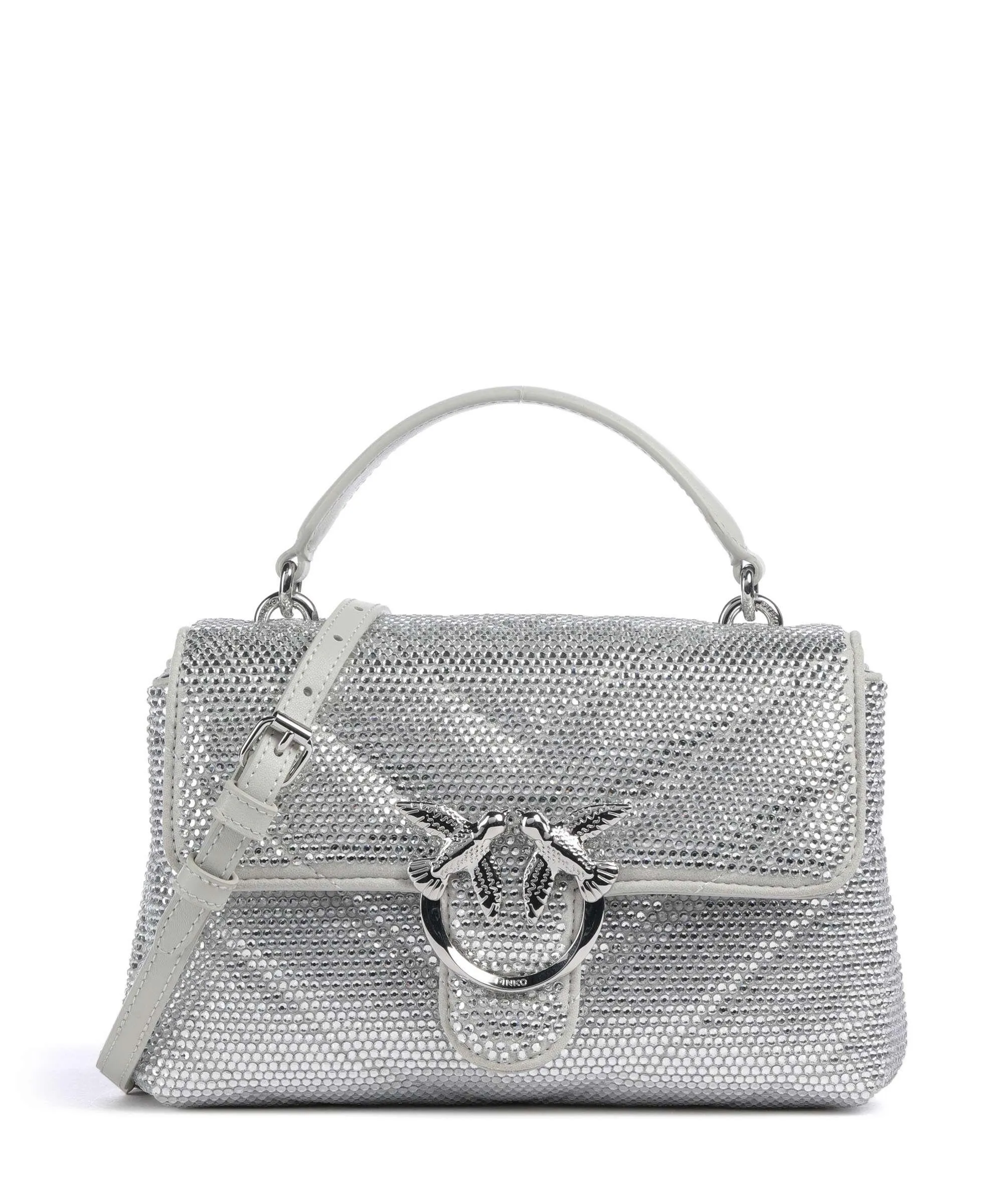  Pinko Love Lady Puff Mini Borsa a mano pelle bovina argento  