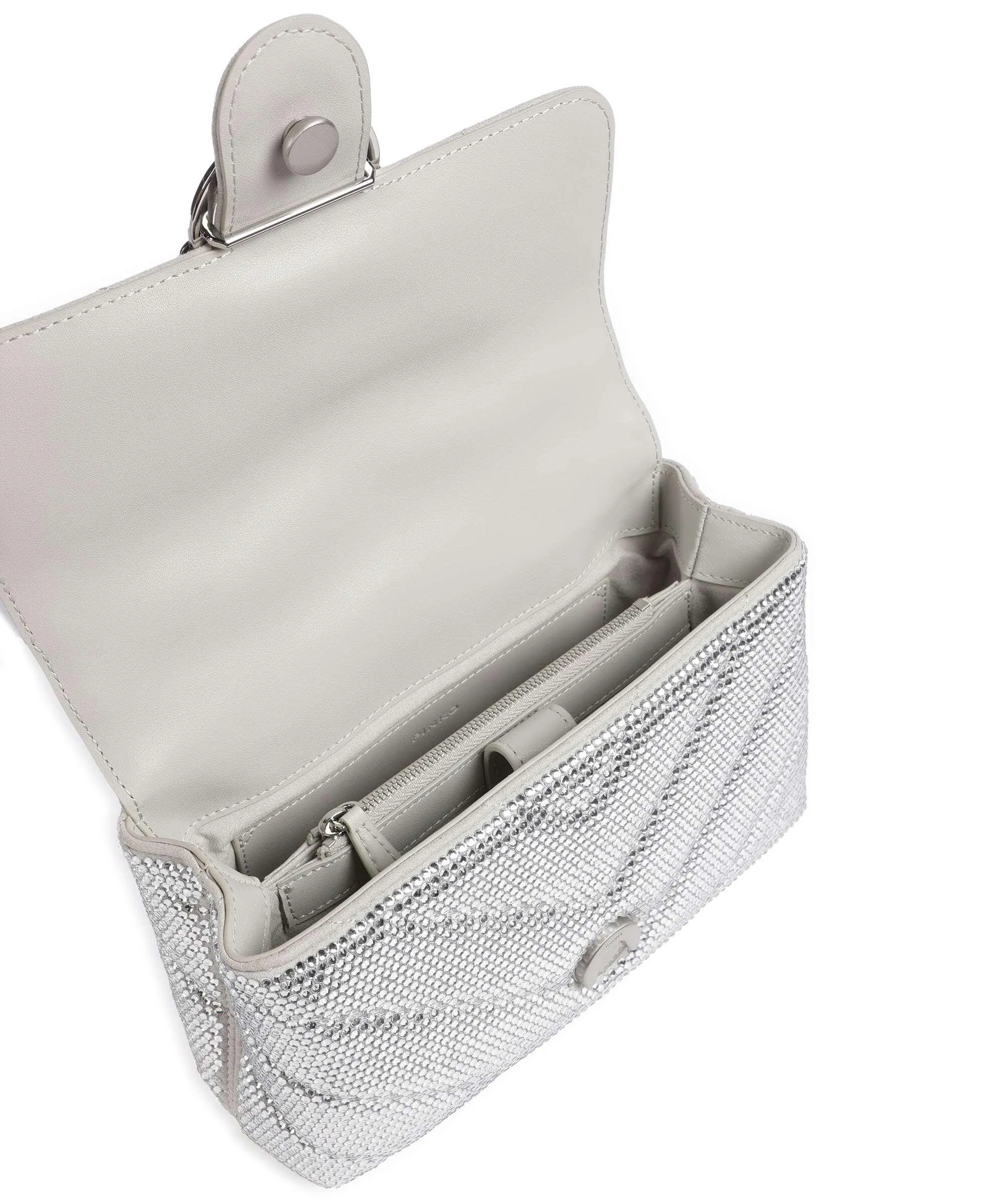  Pinko Love Lady Puff Mini Borsa a mano pelle bovina argento  