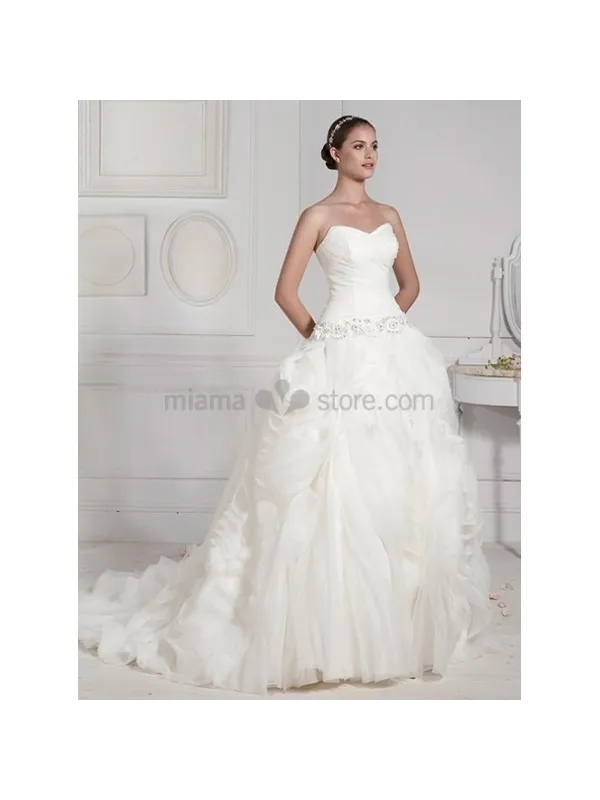 POLINA - Abito da sposa principesco con gonna a balze molto lavorata