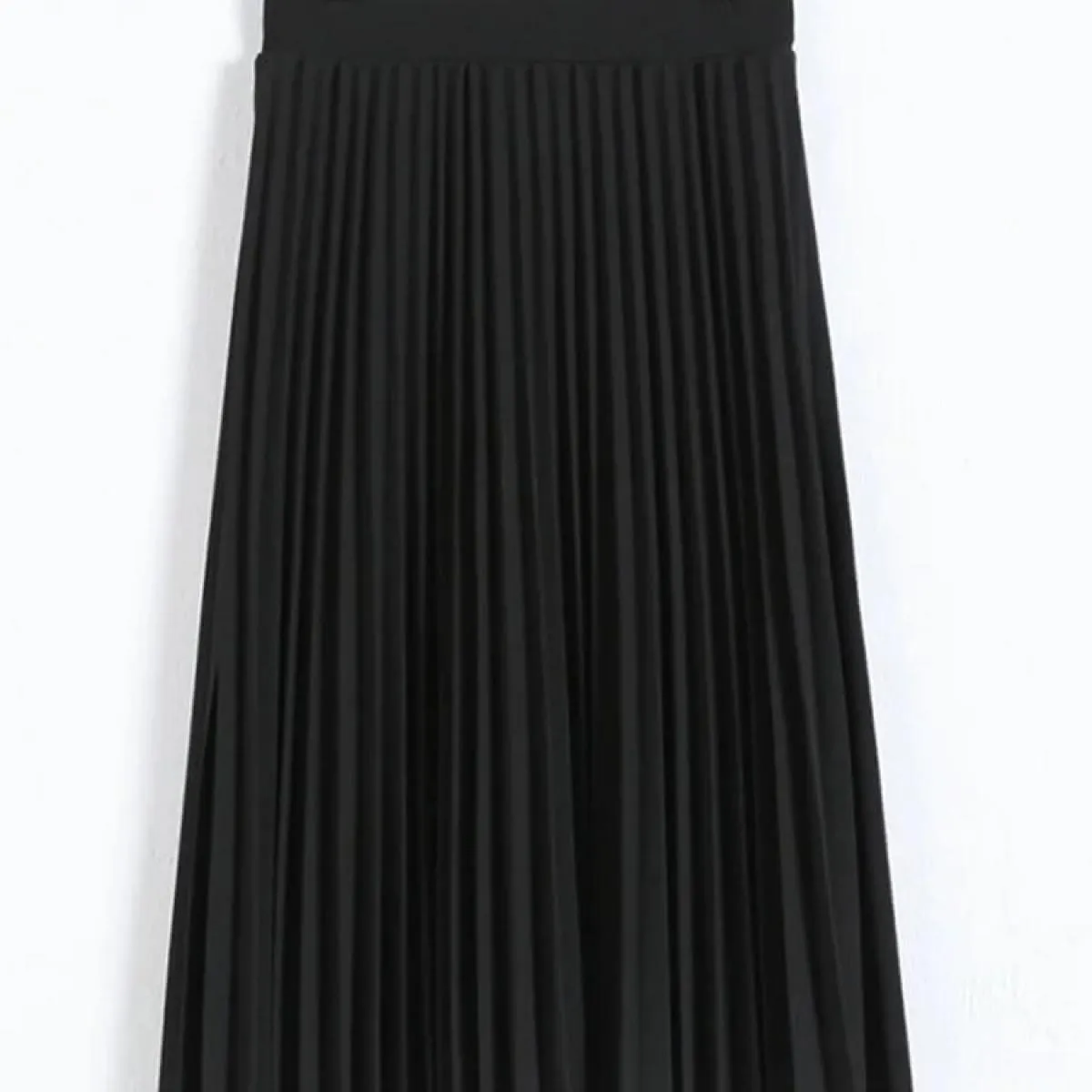 Primavera e autunno nuova moda donna vita alta pieghettata tinta unita mezza lunghezza gonna elastica promozioni Lady Black Pin