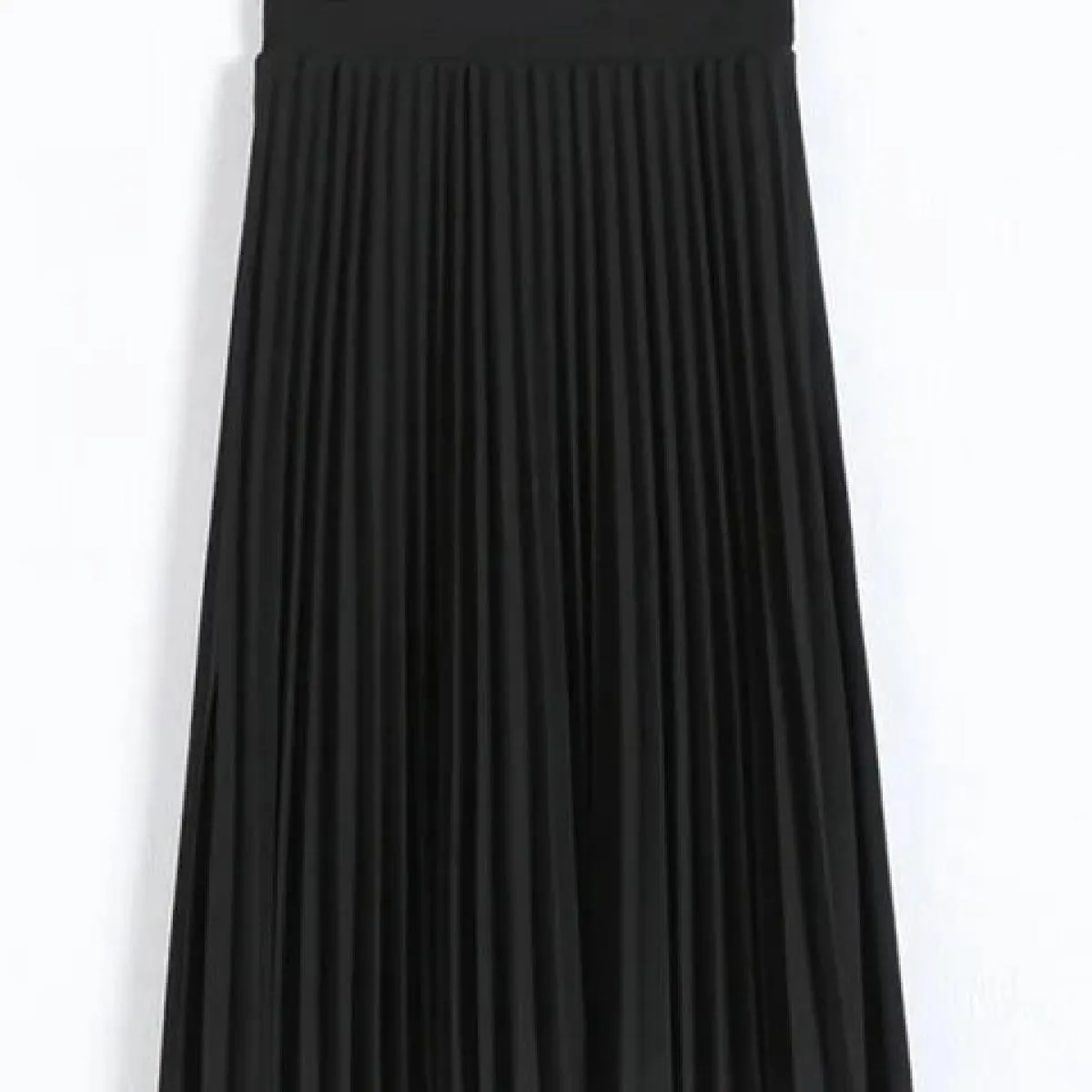 Primavera e autunno nuova moda donna vita alta pieghettata tinta unita mezza lunghezza gonna elastica promozioni Lady Black Pin