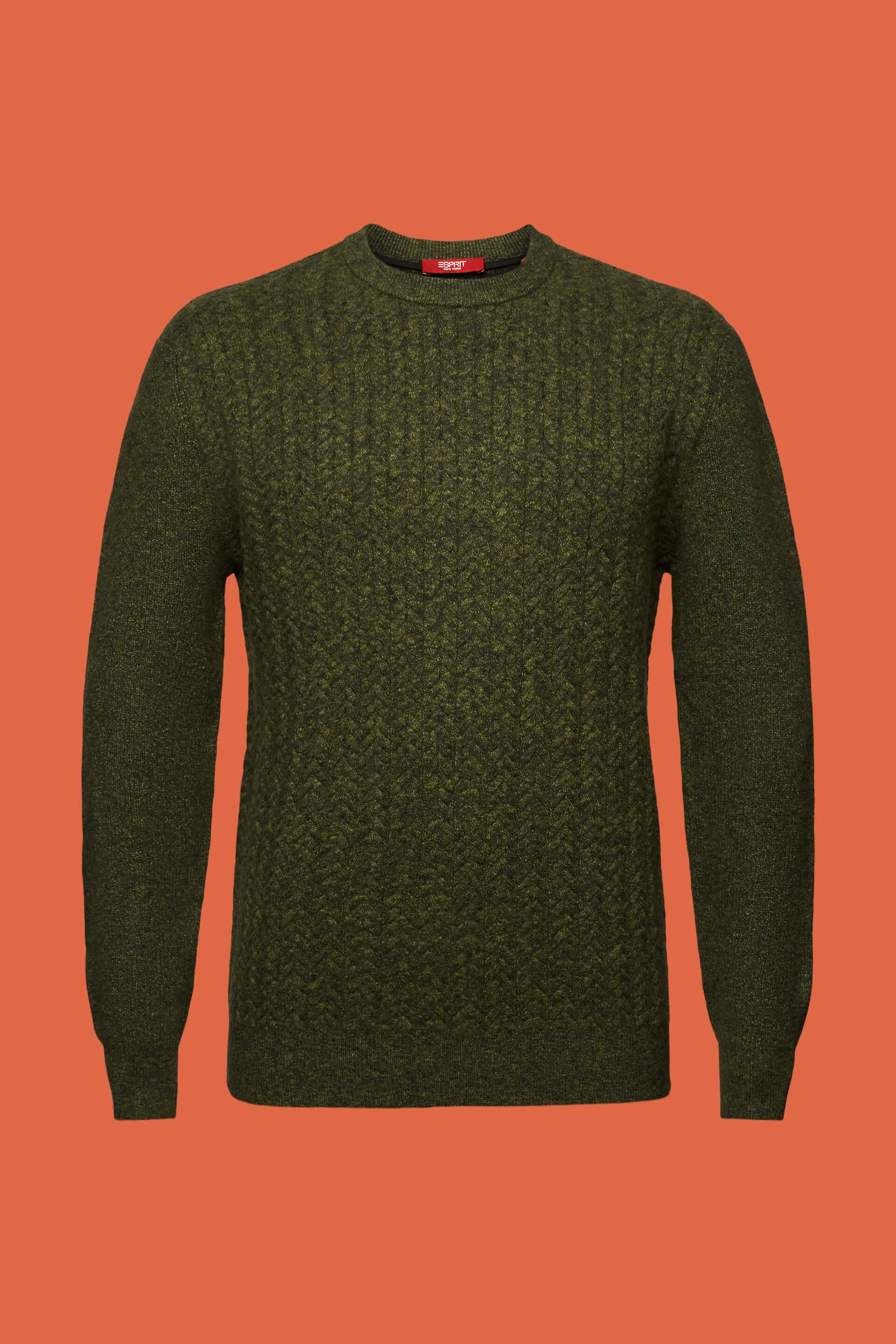 Pullover a girocollo in maglia intrecciata melange