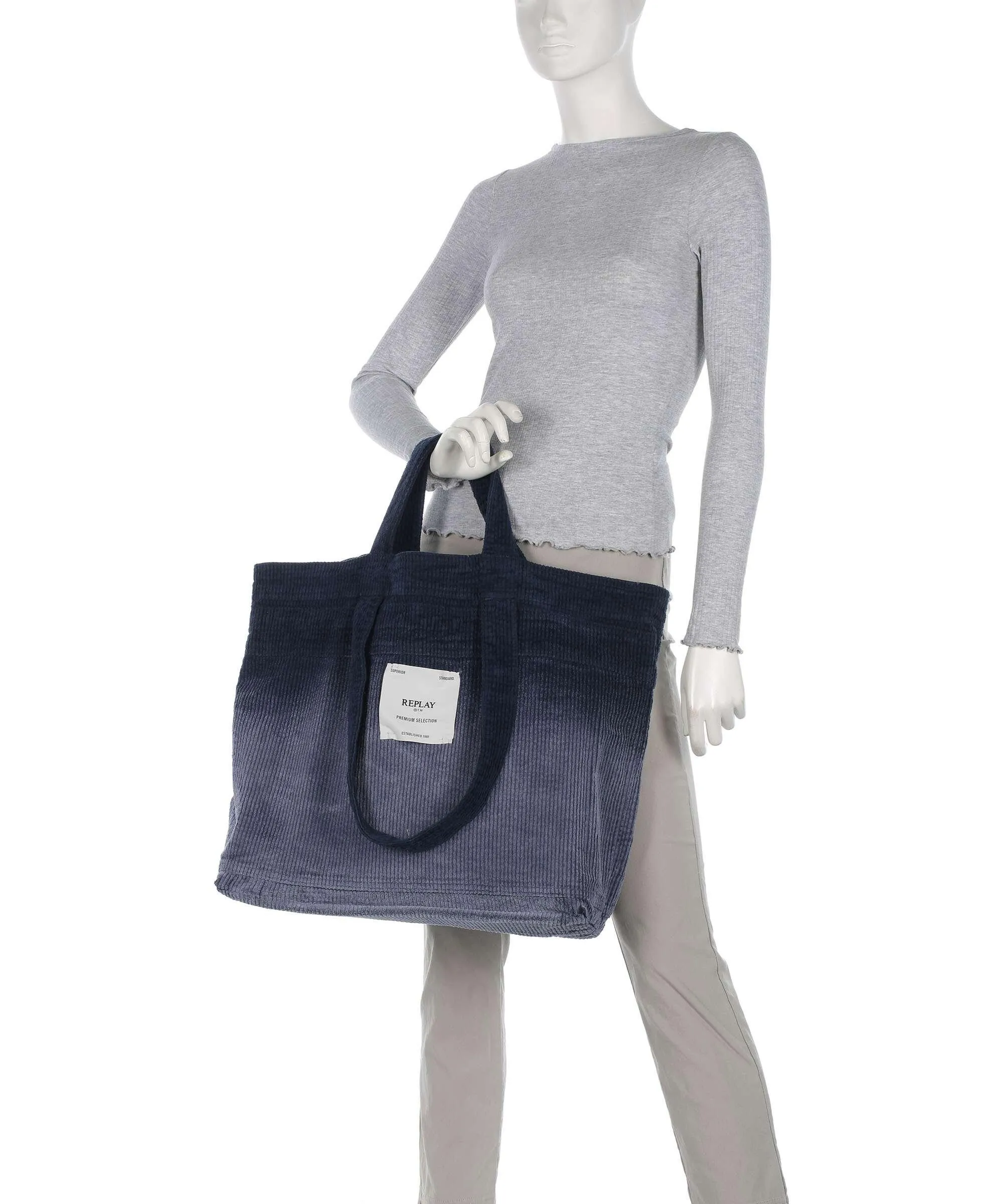  Replay Borsa shopper cotone navy  
