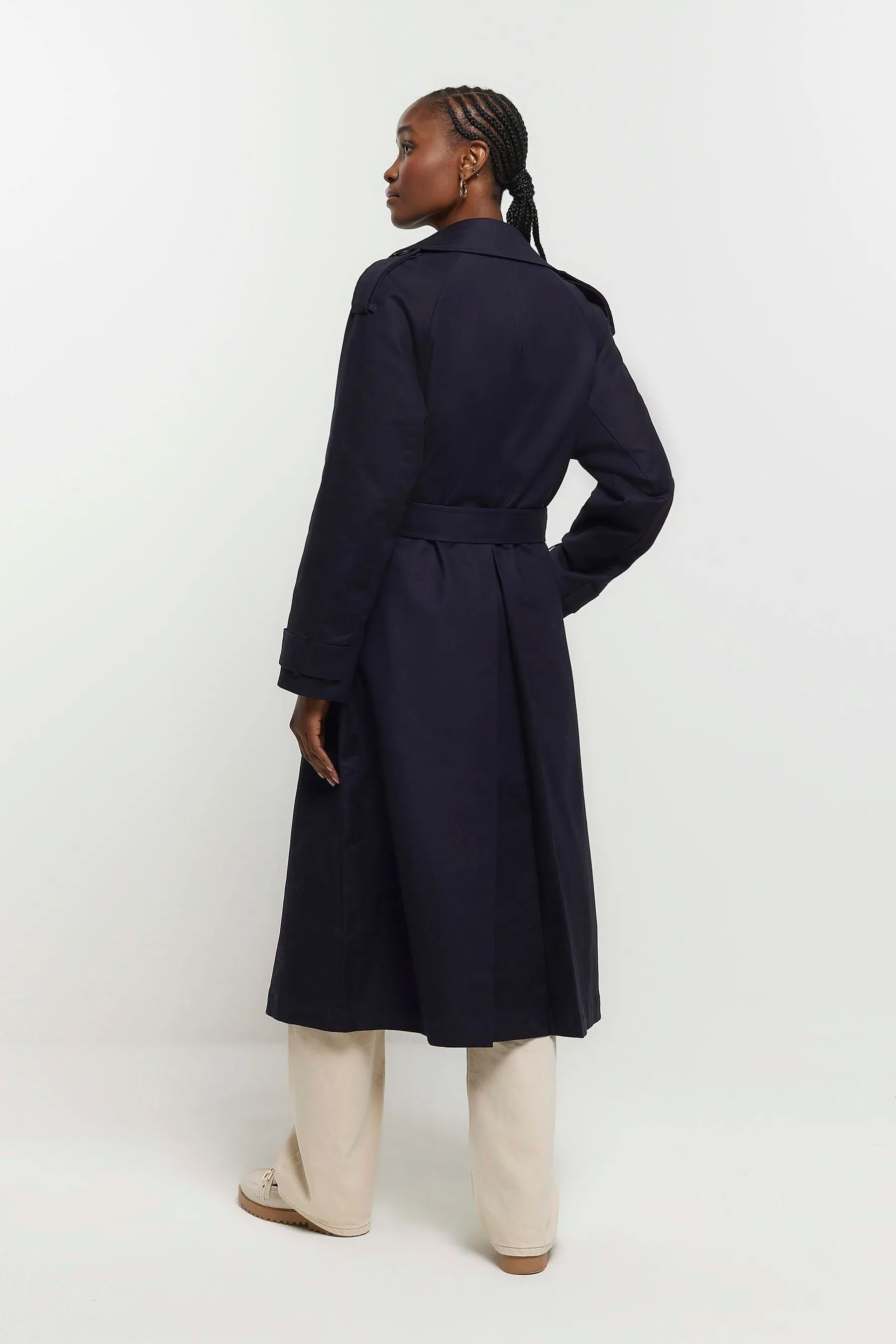 River Island - Trench Con cintura doppio colletto