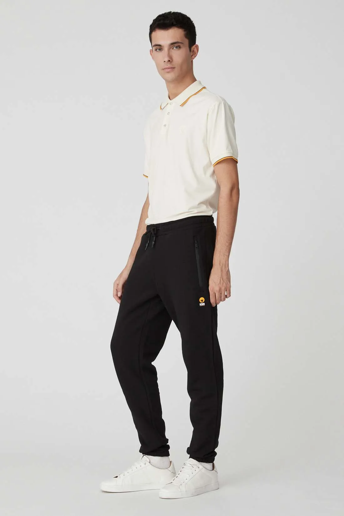 RONNY – Black fleece pants in cotton