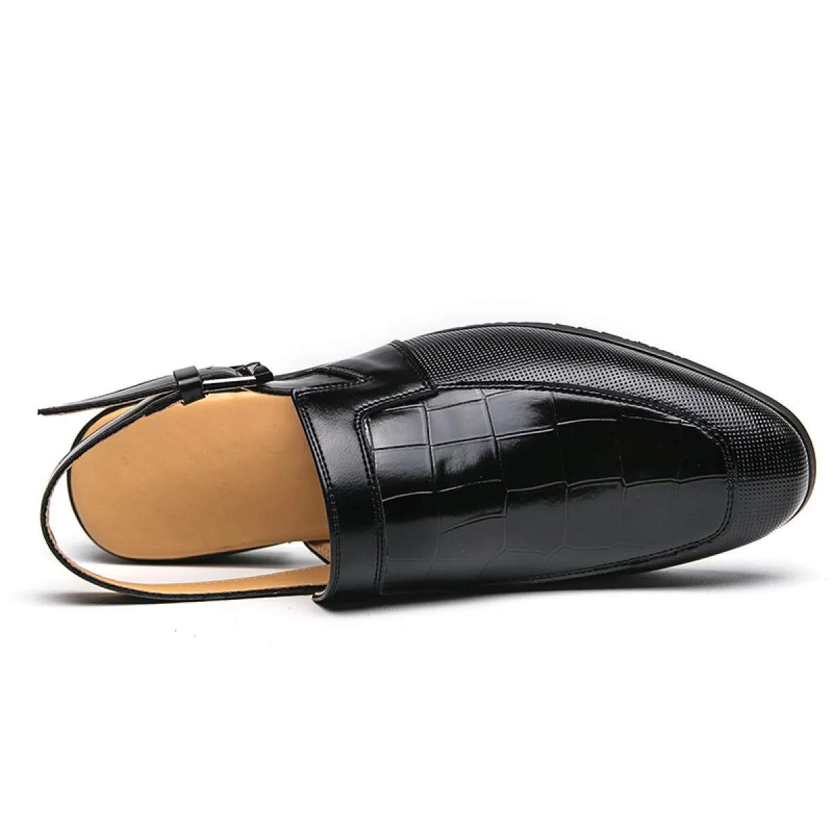 Sandali da uomo neri Scarpe eleganti da uomo in pelle bianca Pu Punta rotonda Slip On Scarpe da uomo fatte a mano primavera / au