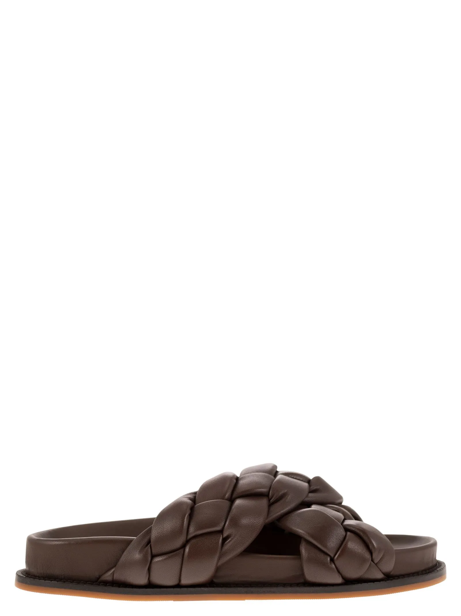 Sandalo Fussbett in pelle a treccia