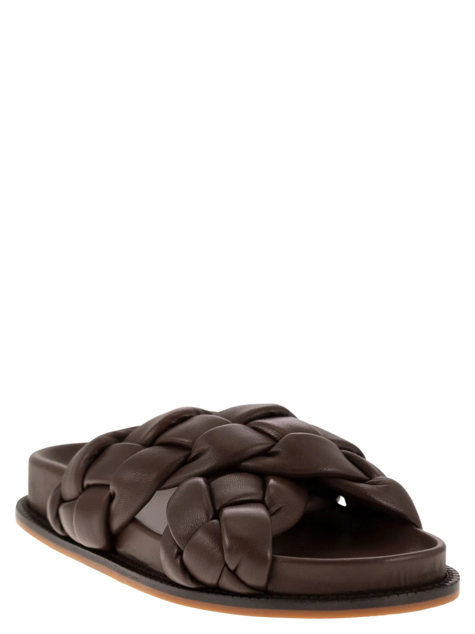 Sandalo Fussbett in pelle a treccia
