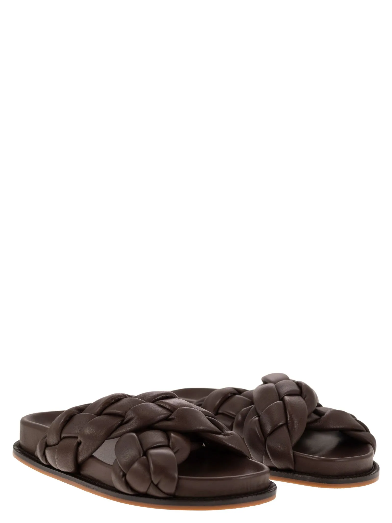 Sandalo Fussbett in pelle a treccia