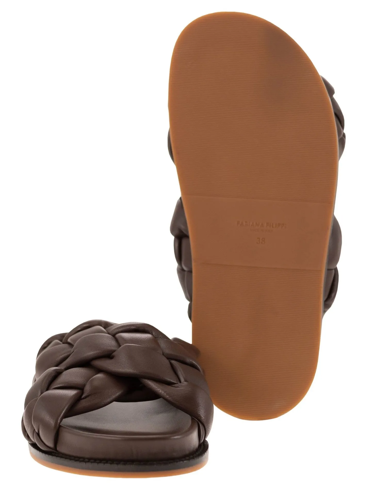 Sandalo Fussbett in pelle a treccia