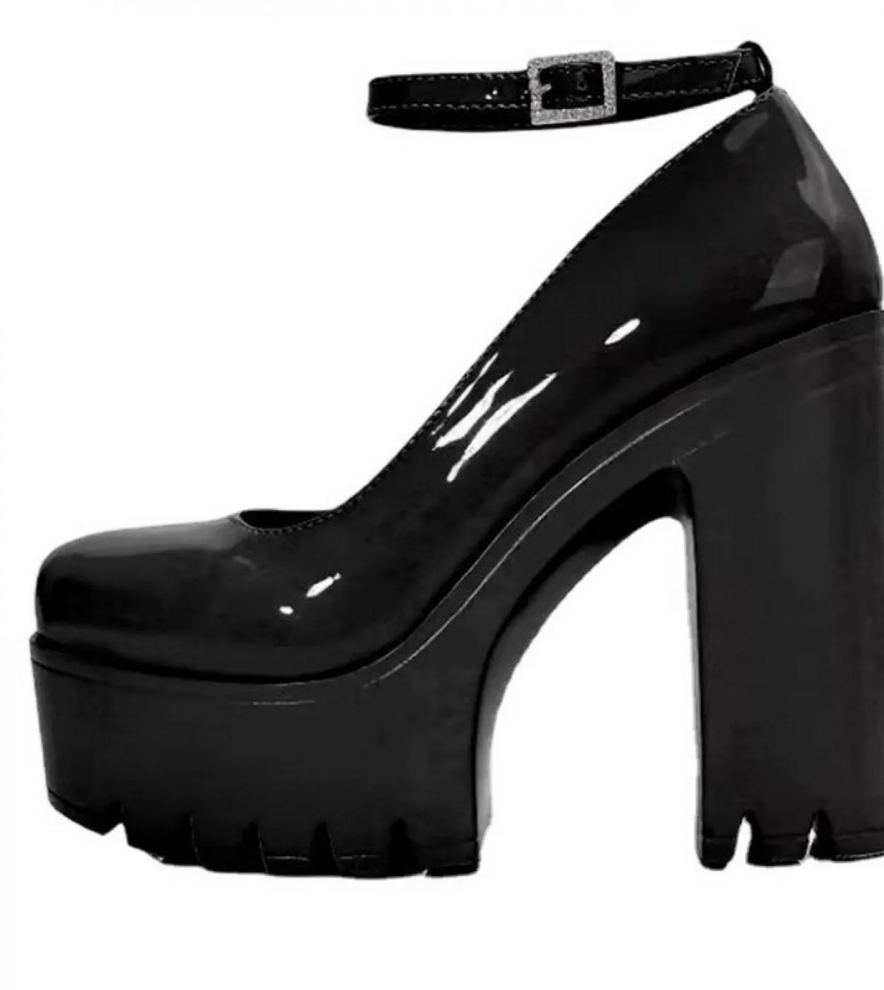Scarpe con tacco alto da donna 14cm Décolleté con cinturino alla caviglia con tacco grosso Sweet Square Plus Size 43 Décolleté c