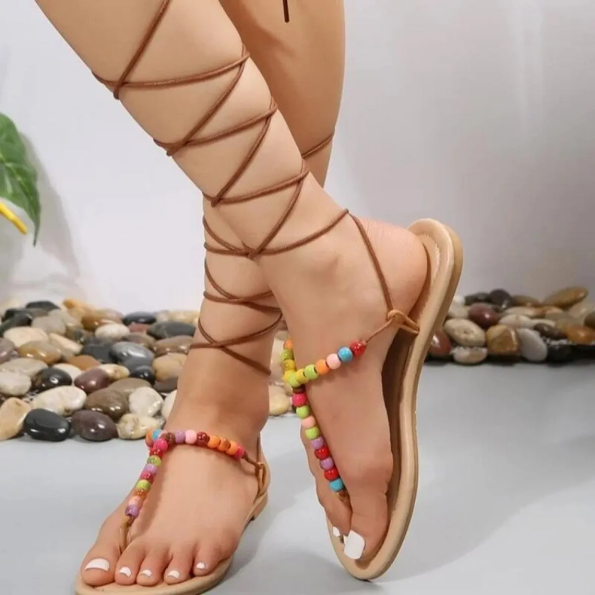 Scarpe da donna 2023 sandali da donna con cinturino alla caviglia sandali estivi Casual con tacco basso scarpe da donna con perl